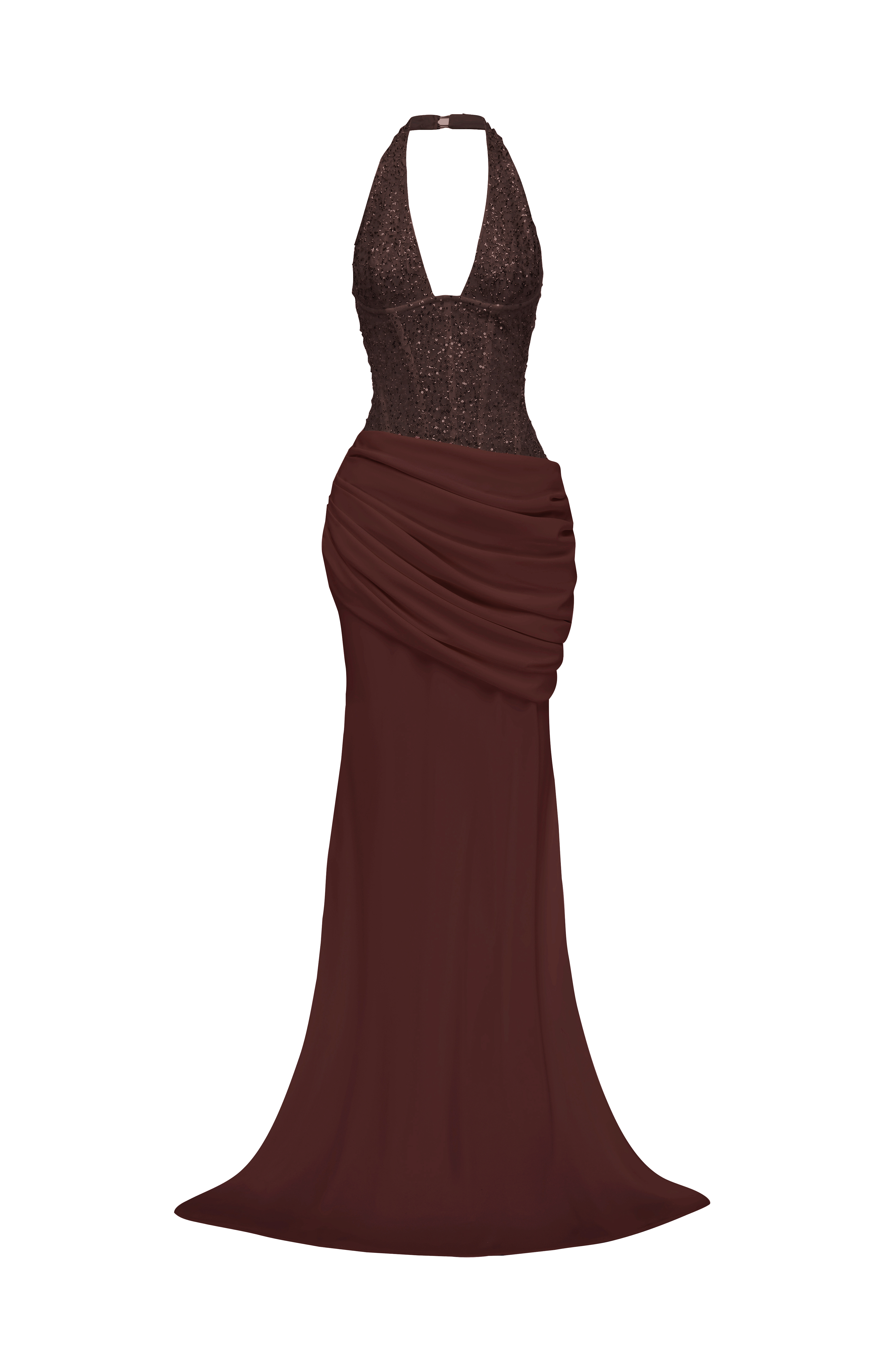 Taylor Maxi Elbise – Mürdüm Kahve