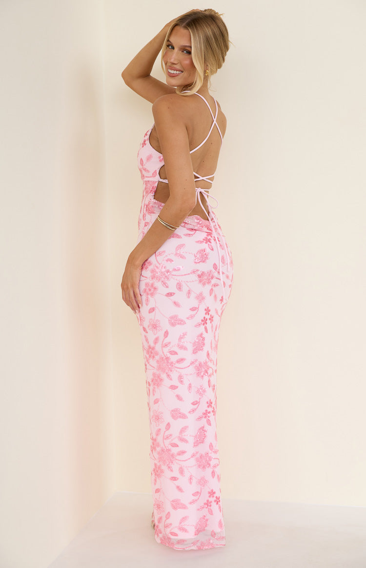Tamia Pembe Maxi Elbise