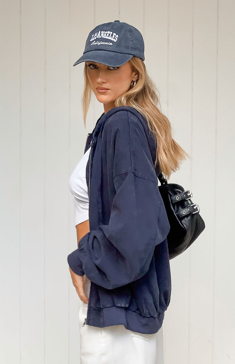 Tate Yıkanmış Lacivert Oversized Kapüşonlu Ceket