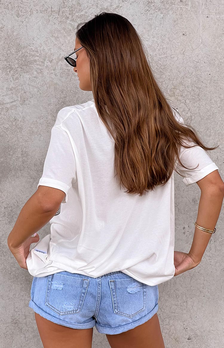 Texas Temalı Beyaz Oversized Tişört