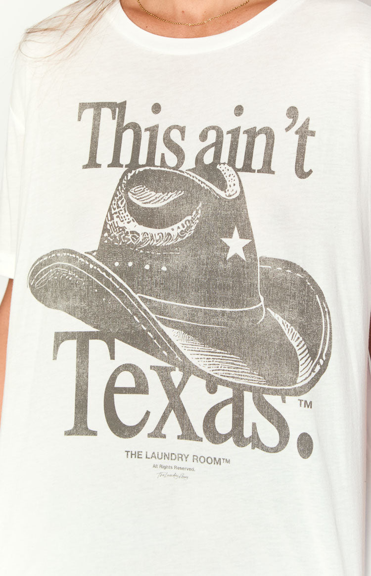 Texas Temalı Beyaz Oversized Tişört