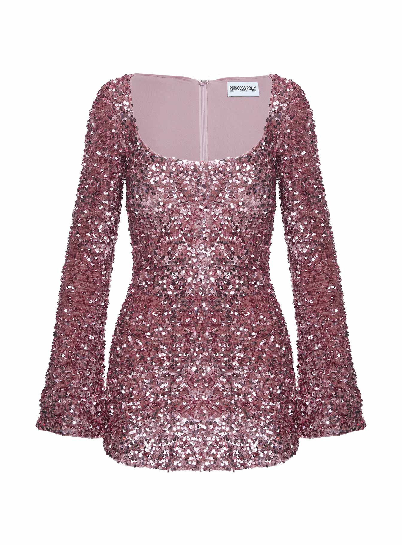 Vinelle Toz Pembe Uzun Kollu Mini Elbise