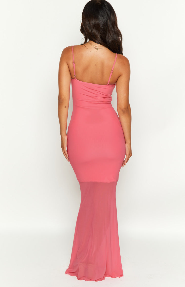 Veronica Pembe Drape Detaylı Maxi Elbise