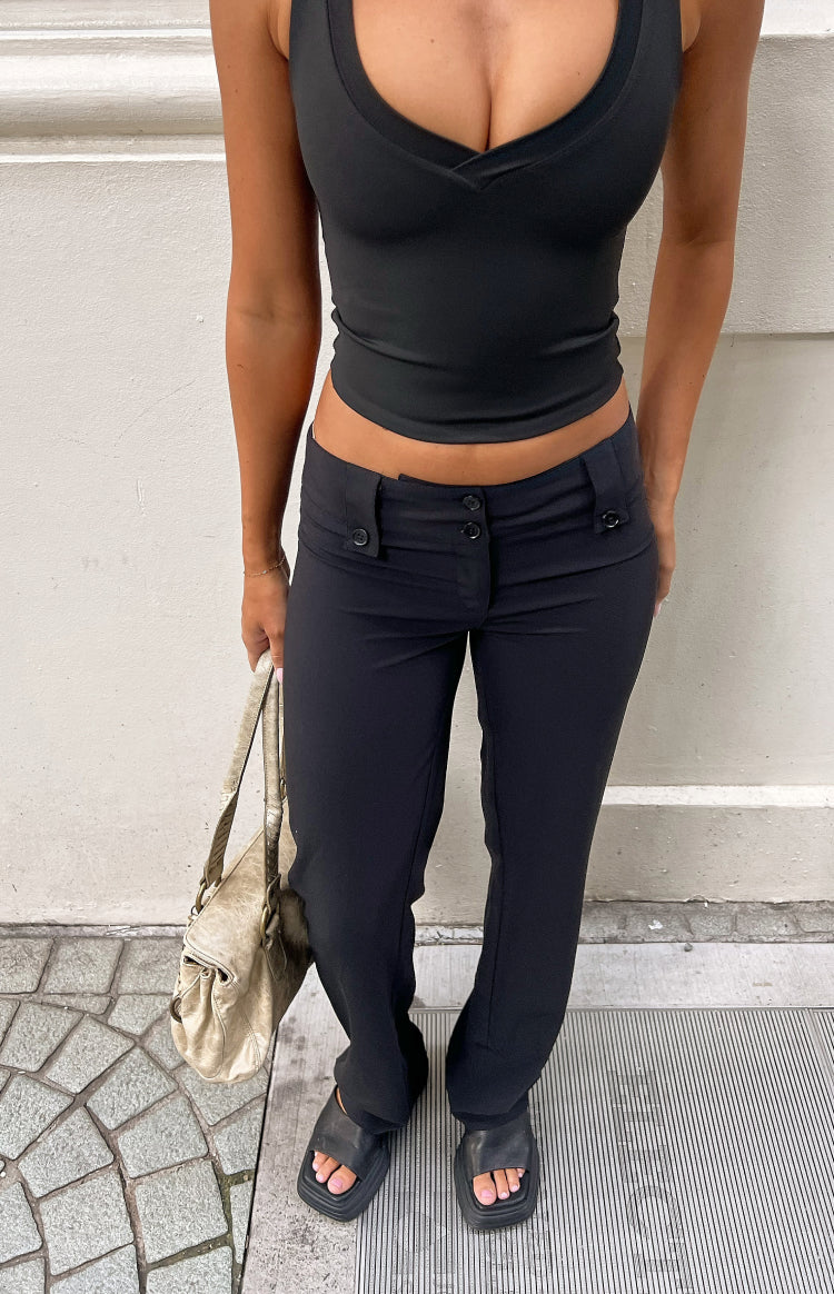 Siyah Düşük Bel Pantolon