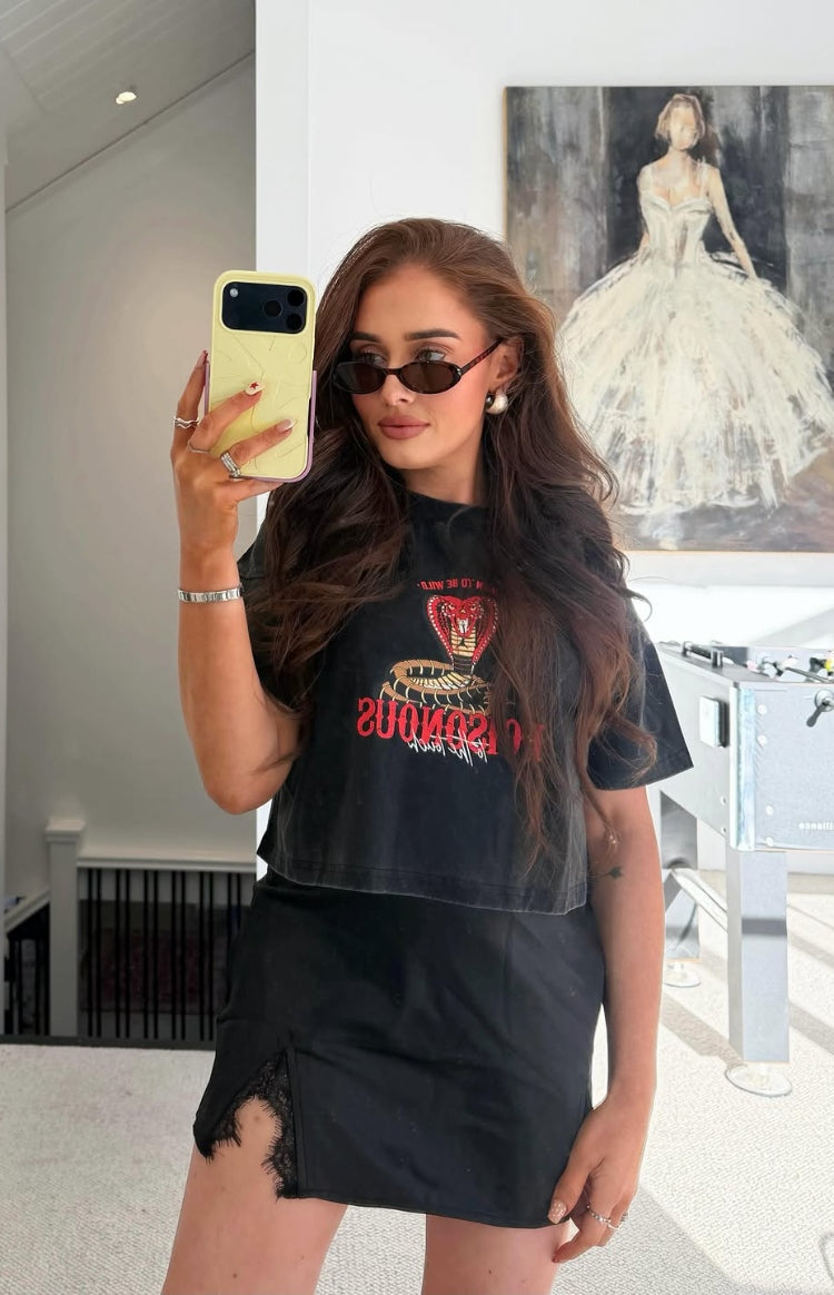 Vivian Siyah Dantel Mini Etek