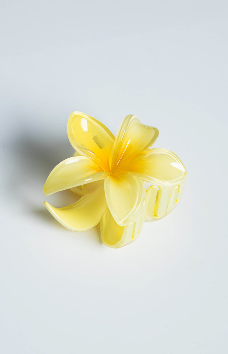 Premium Sarı Frangipani Çiçek Klipsi - Şıklığınızı Tamamlayın