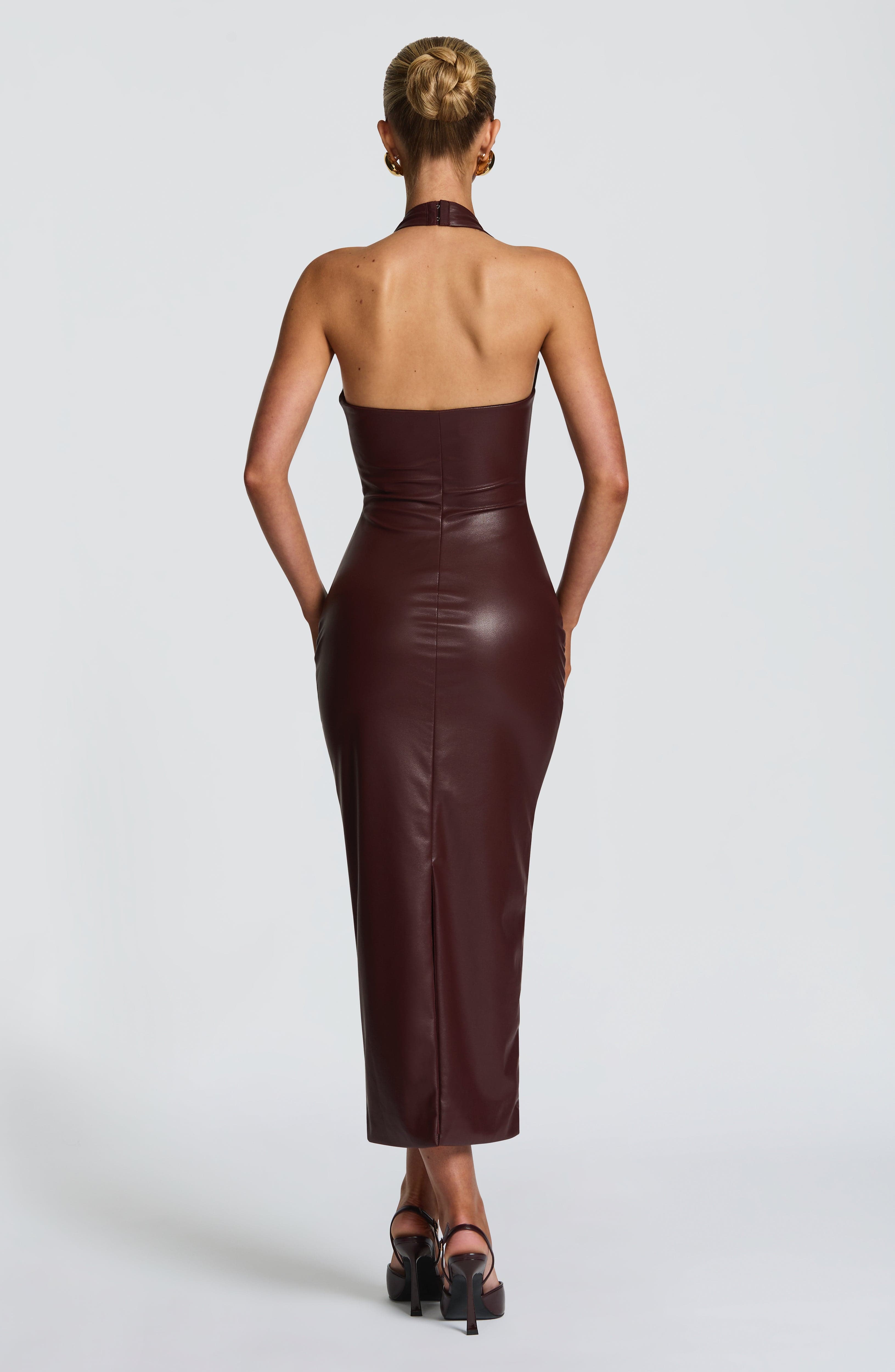 Ainsley Bordo Midi Elbise