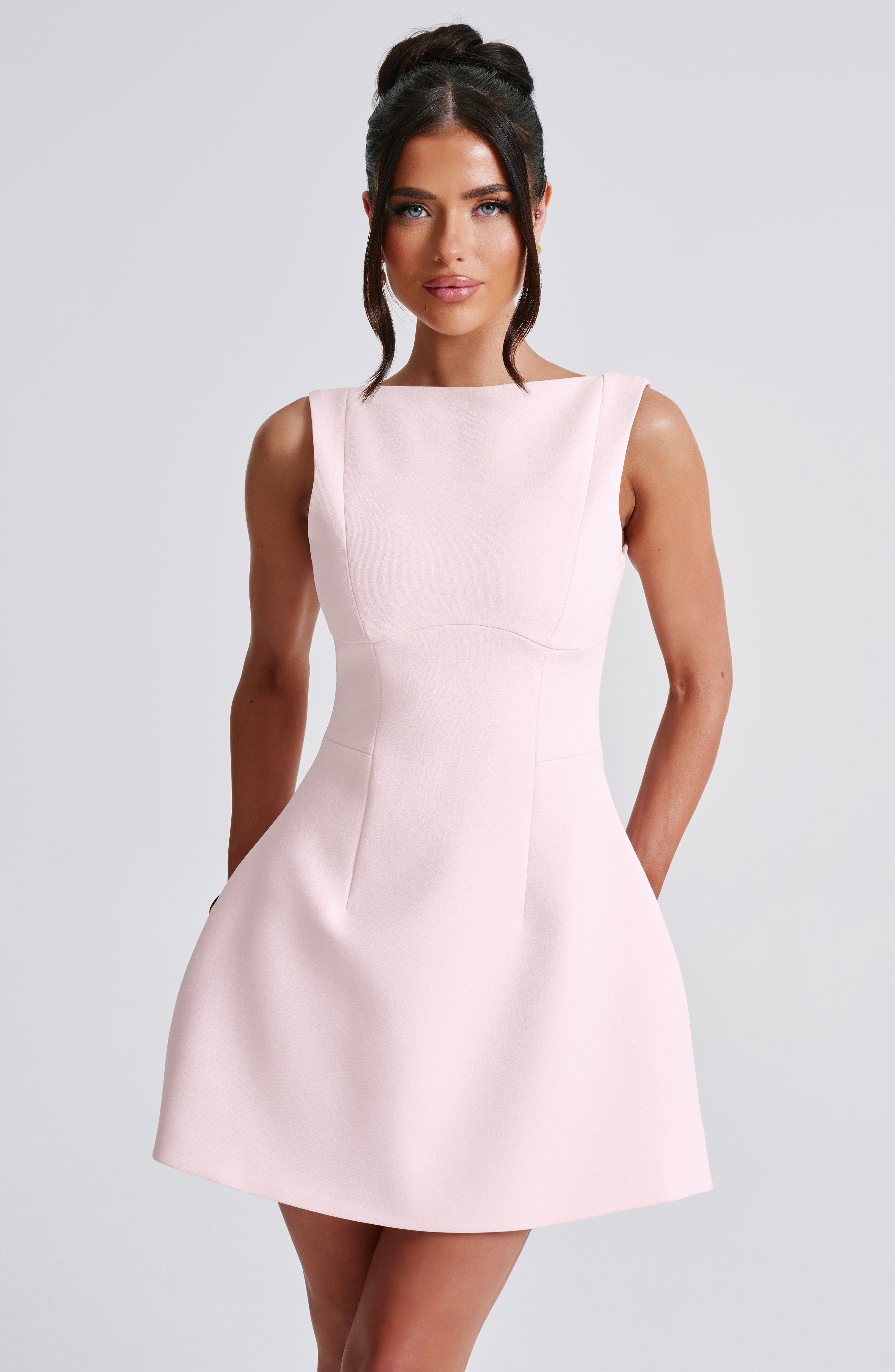 Pembe Alana Mini Elbise