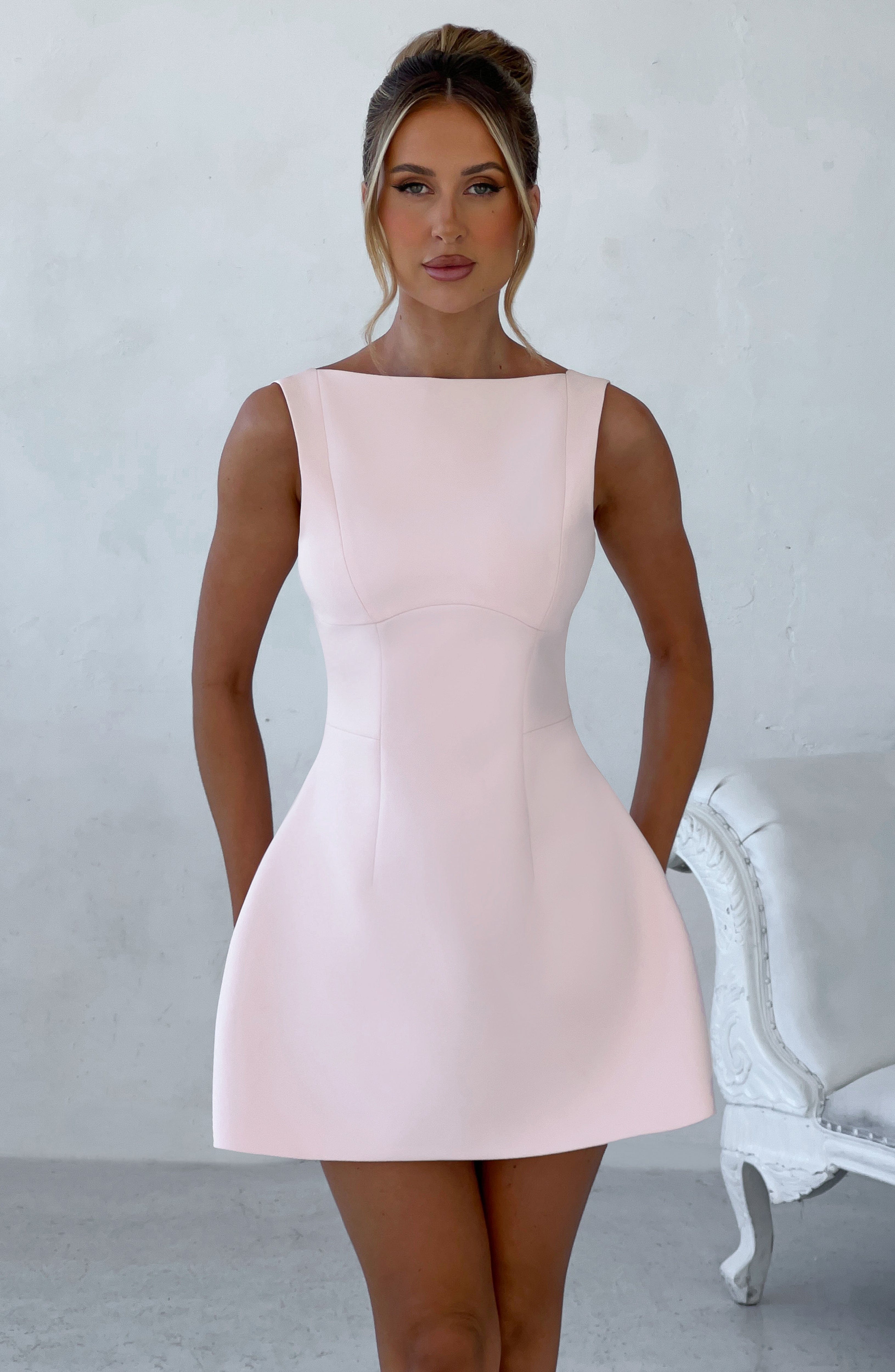 Pembe Alana Mini Elbise