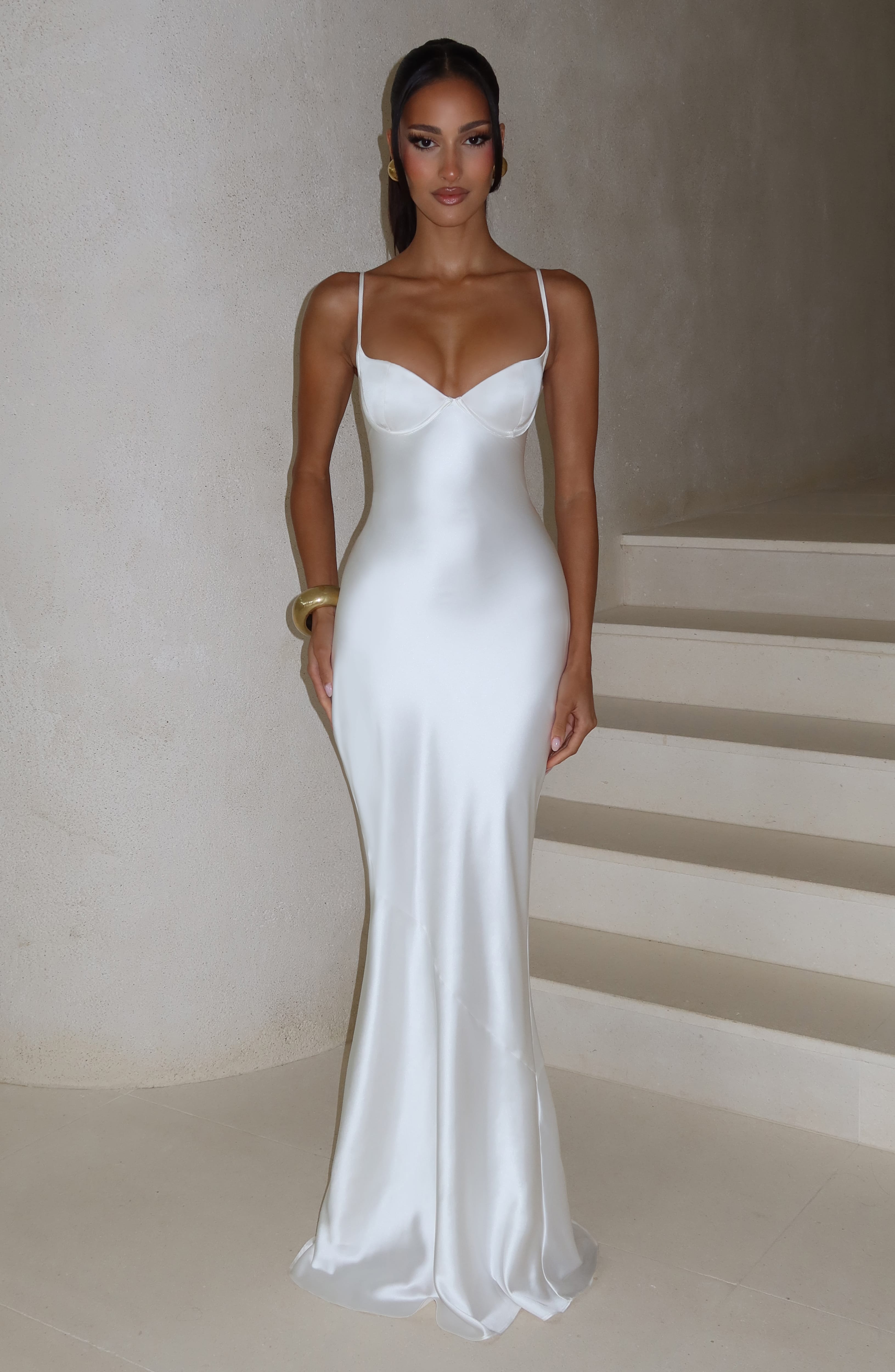 Amorette Ekru Maxi Elbise