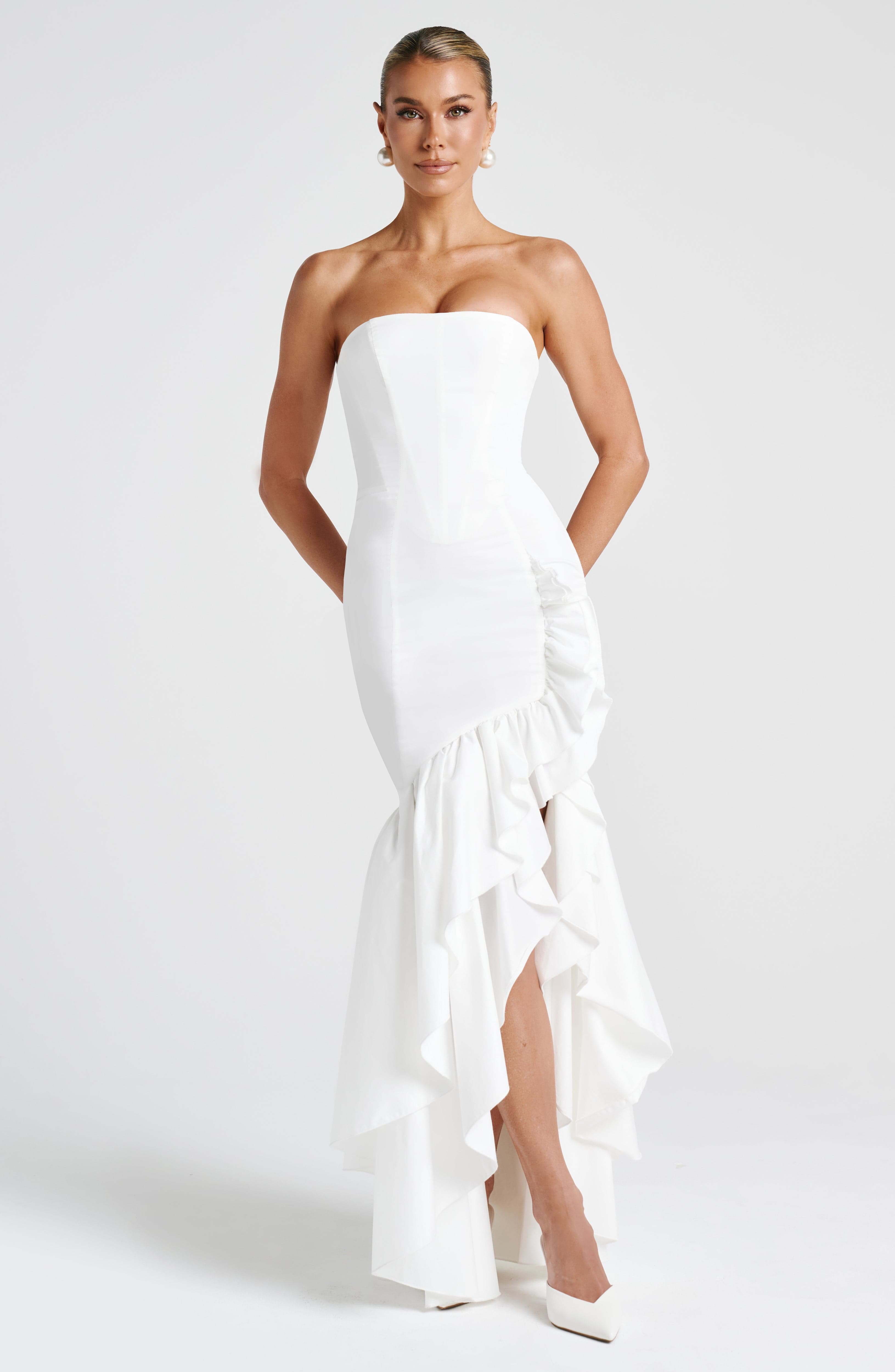 Angelina Ekru Maxi Elbise
