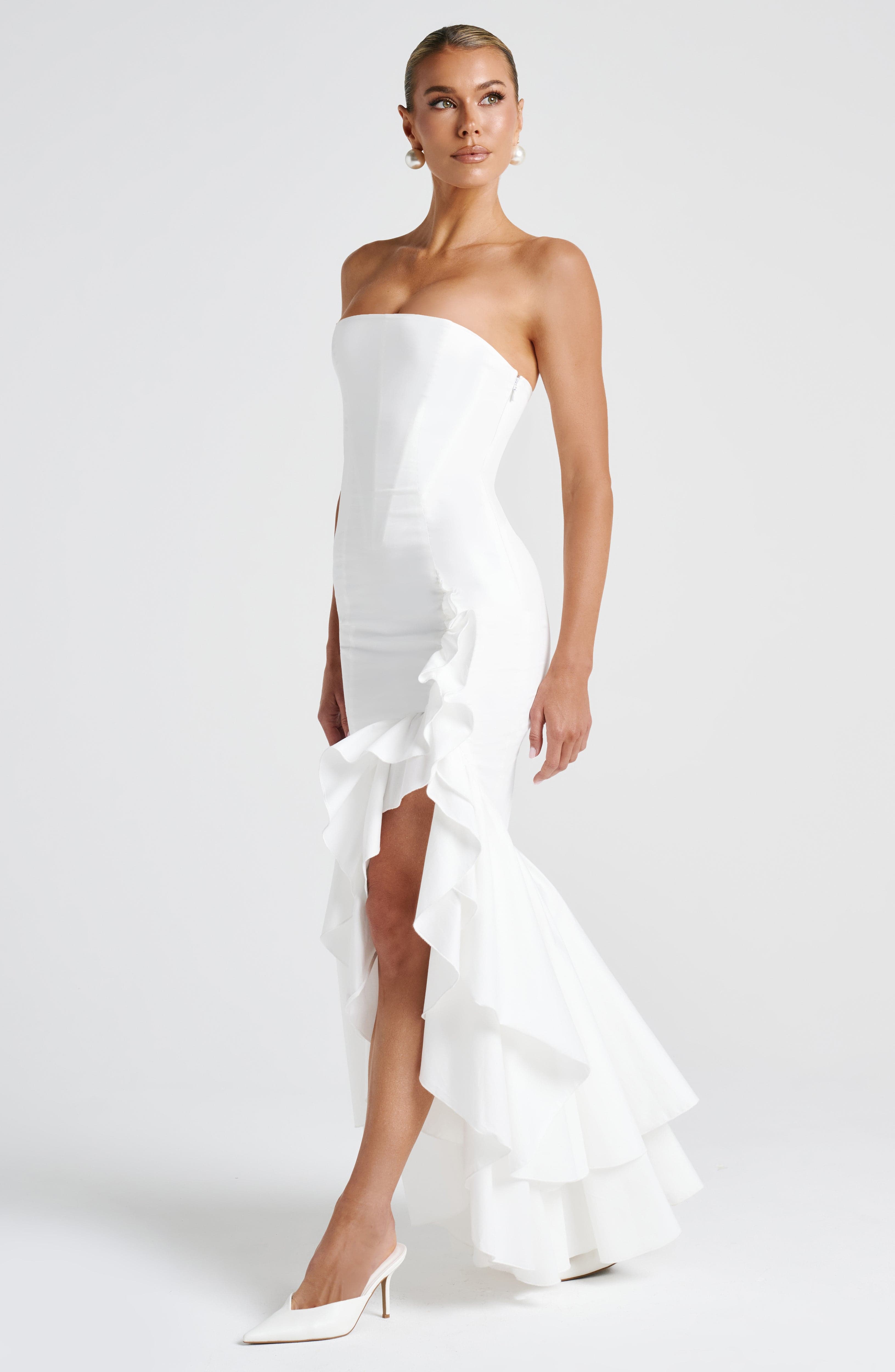 Angelina Ekru Maxi Elbise