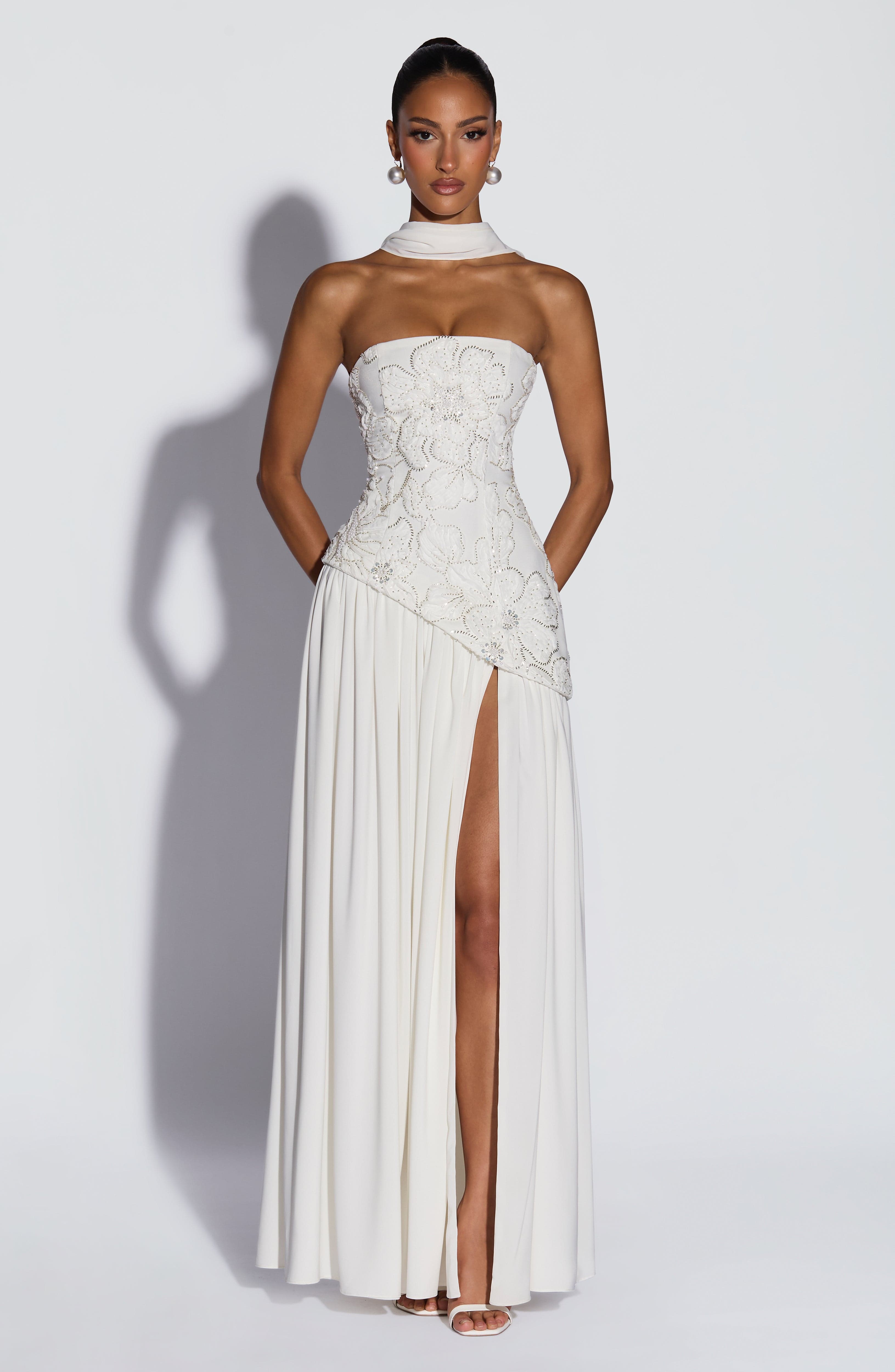 Anneliese Ekru Maxi Elbise