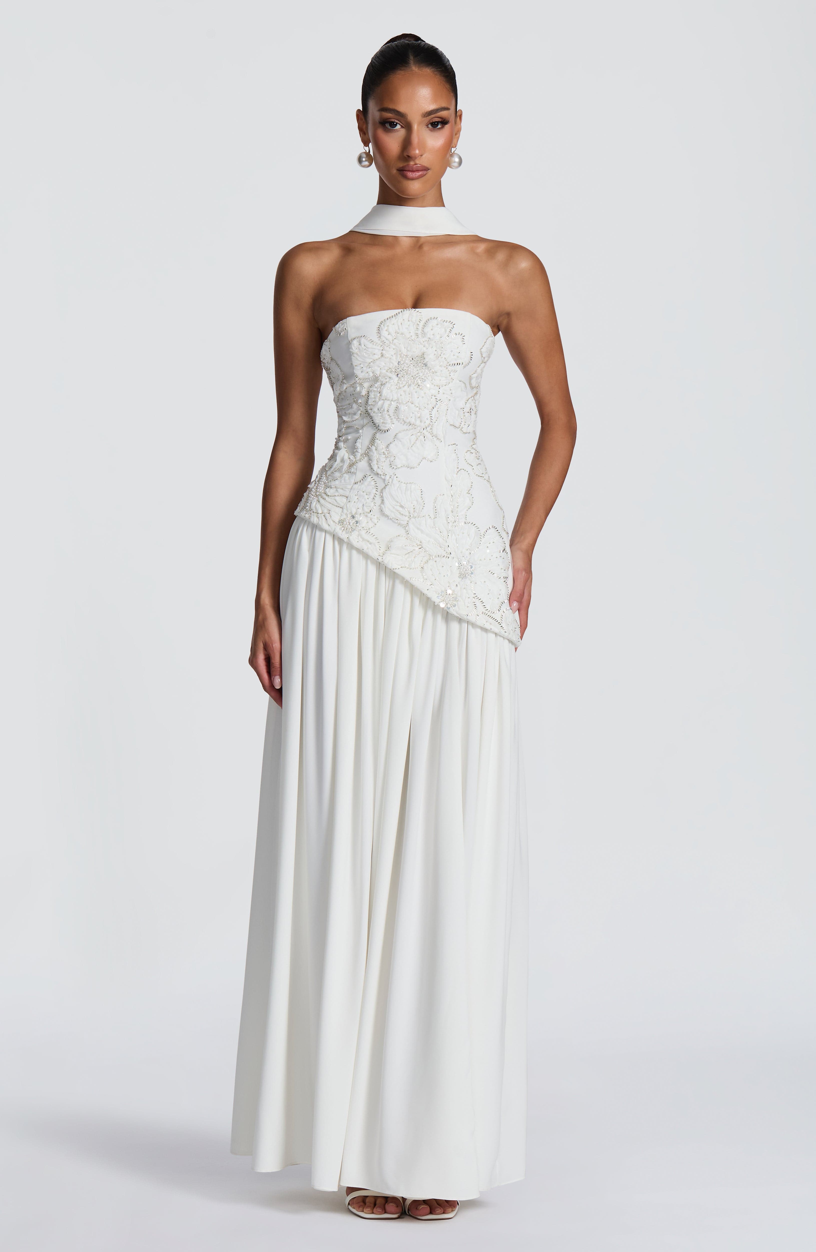 Anneliese Ekru Maxi Elbise