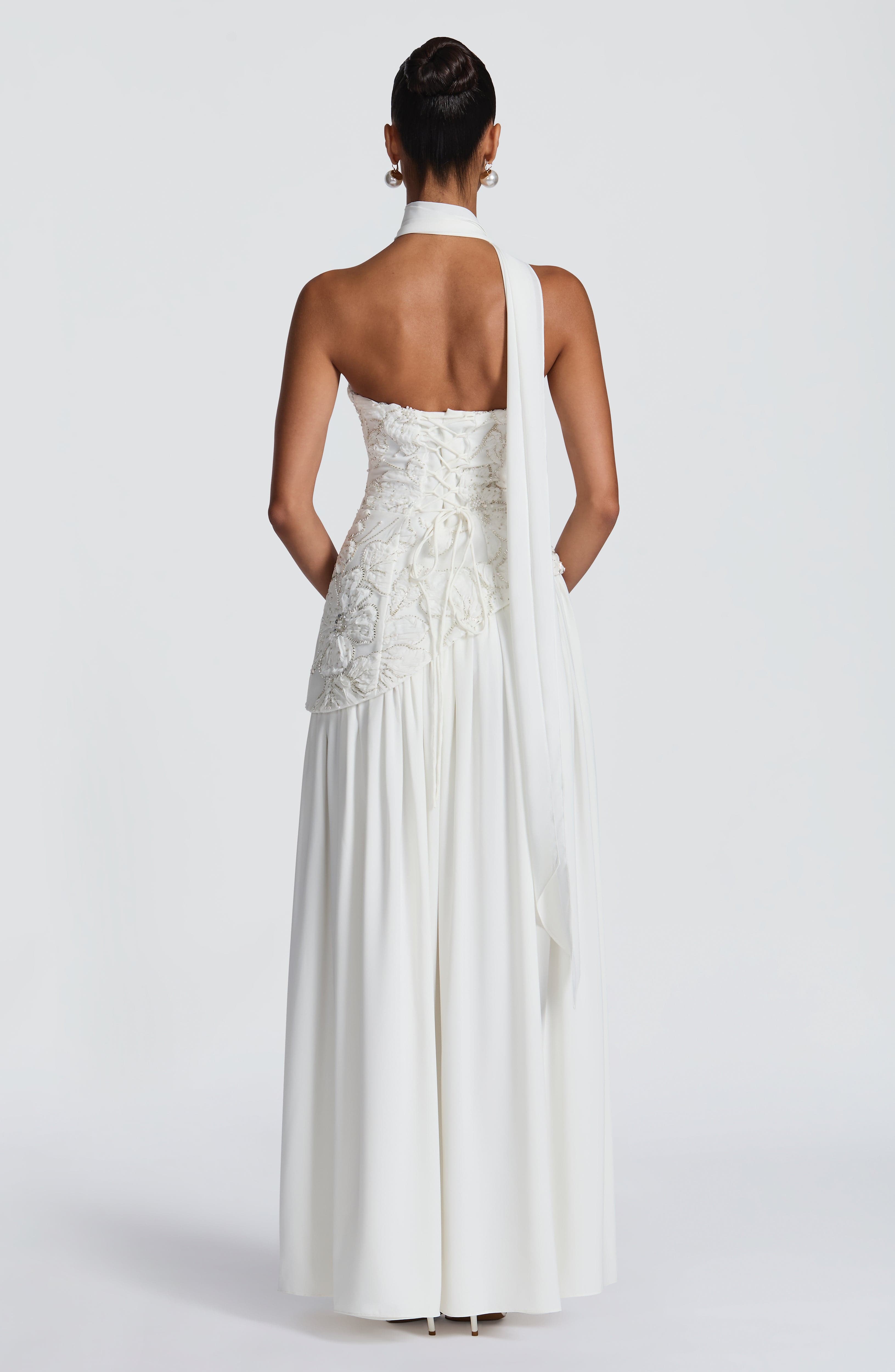 Anneliese Ekru Maxi Elbise