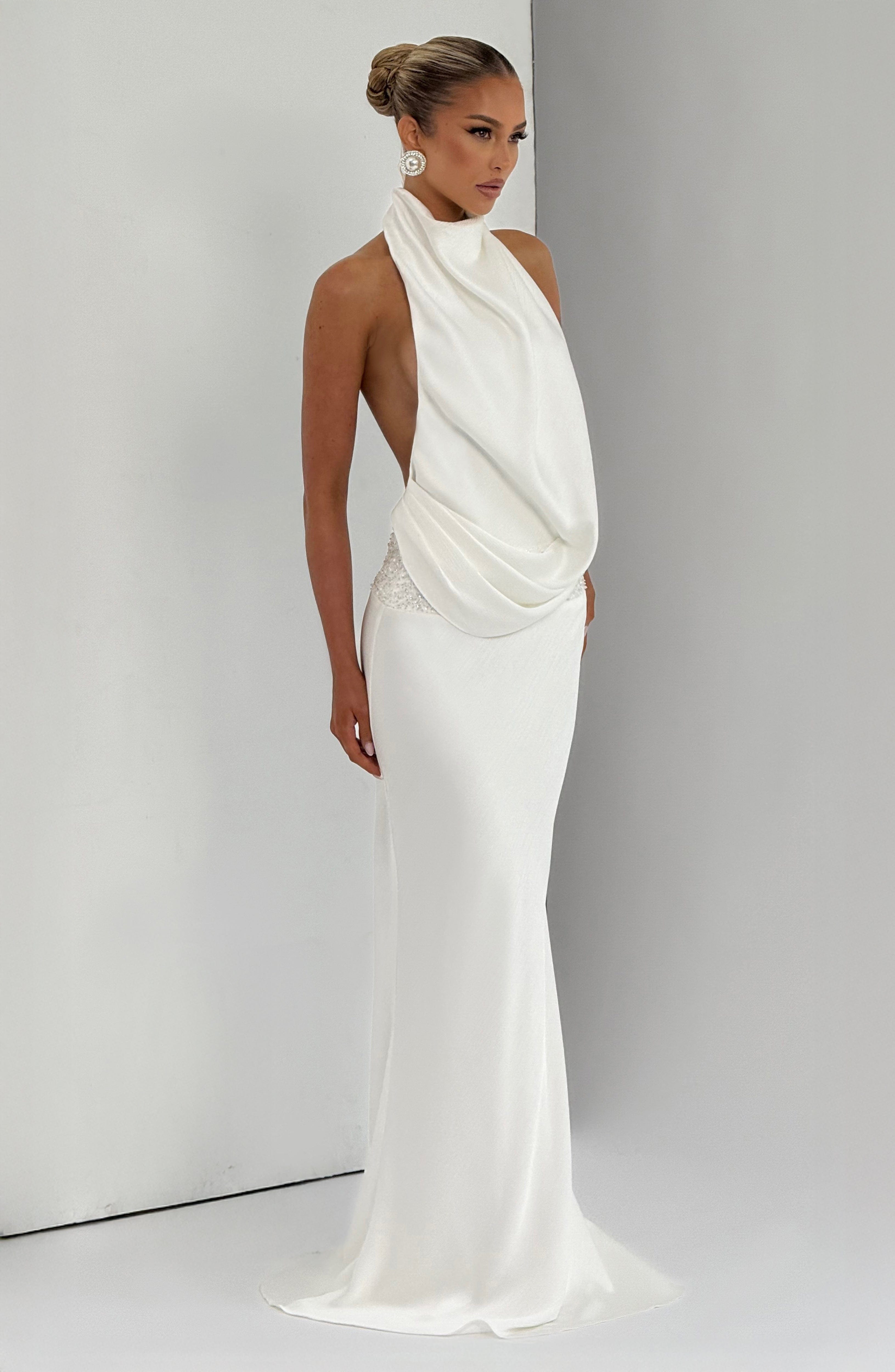 Armelle Maxi Ekru Elbise