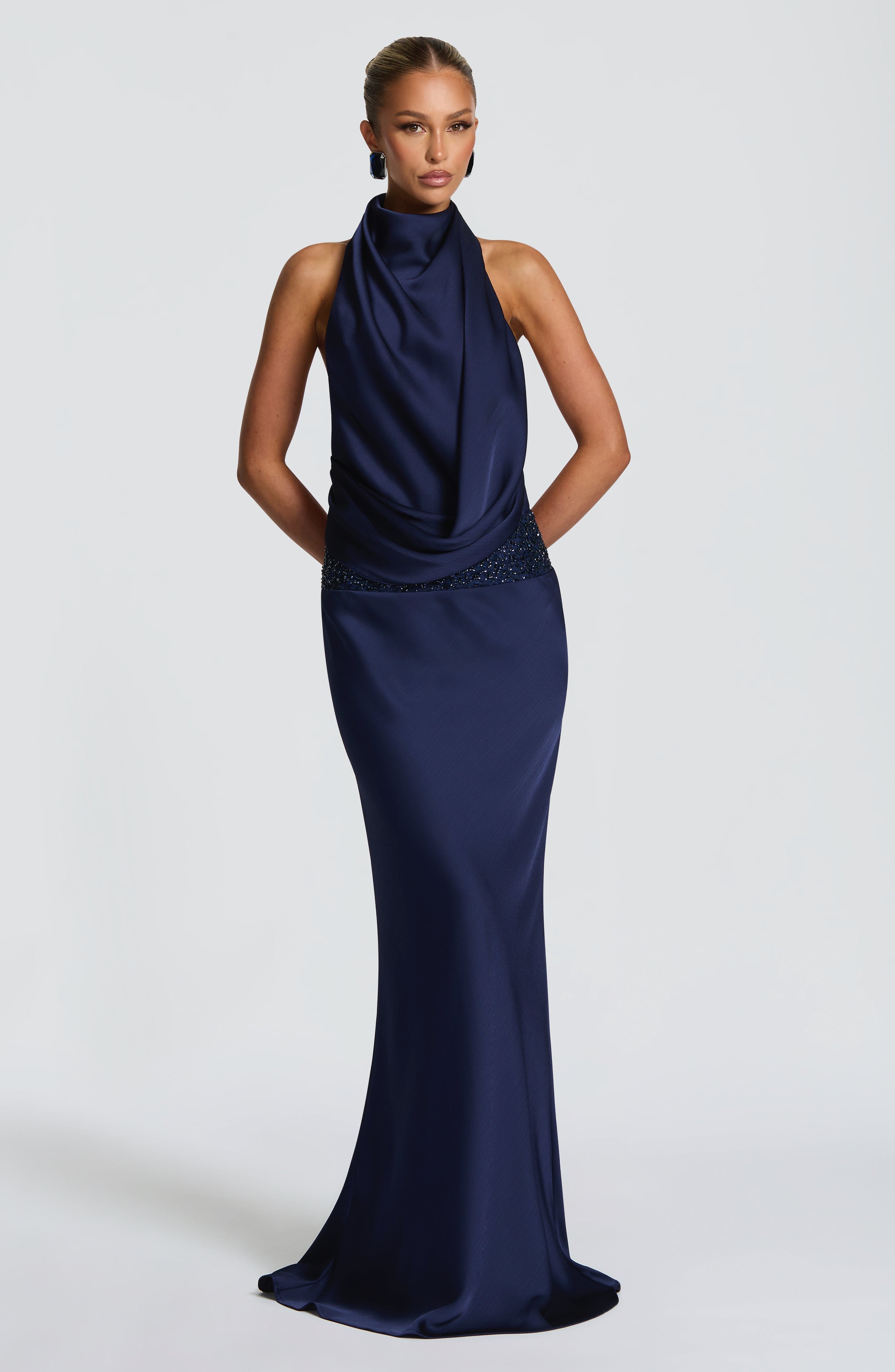 Armelle Lacivert Maxi Elbise