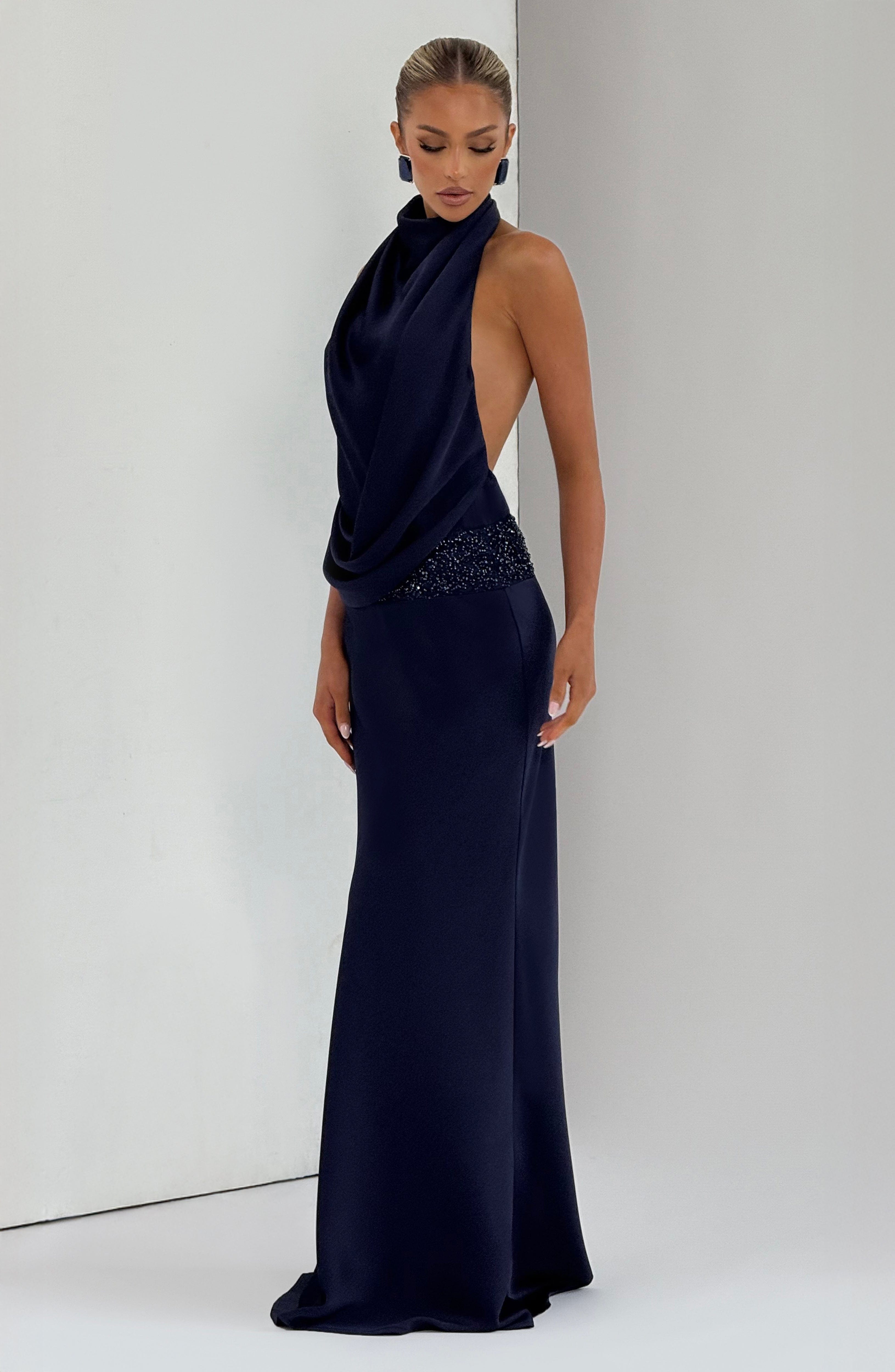 Armelle Lacivert Maxi Elbise