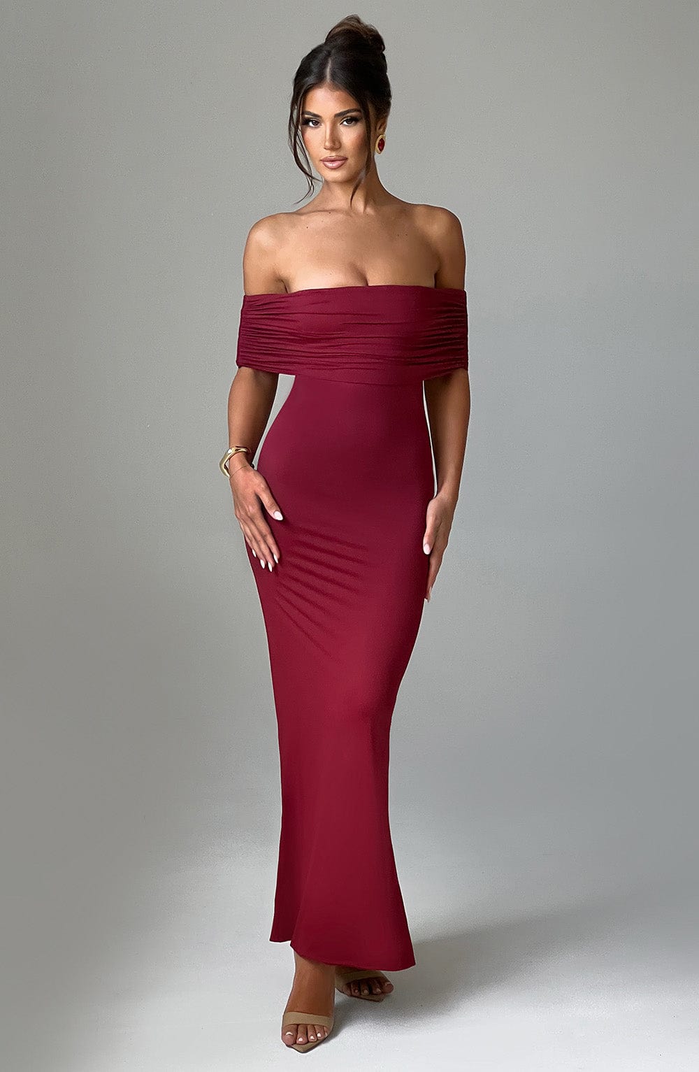 Belinda Bordo Maxi Elbise
