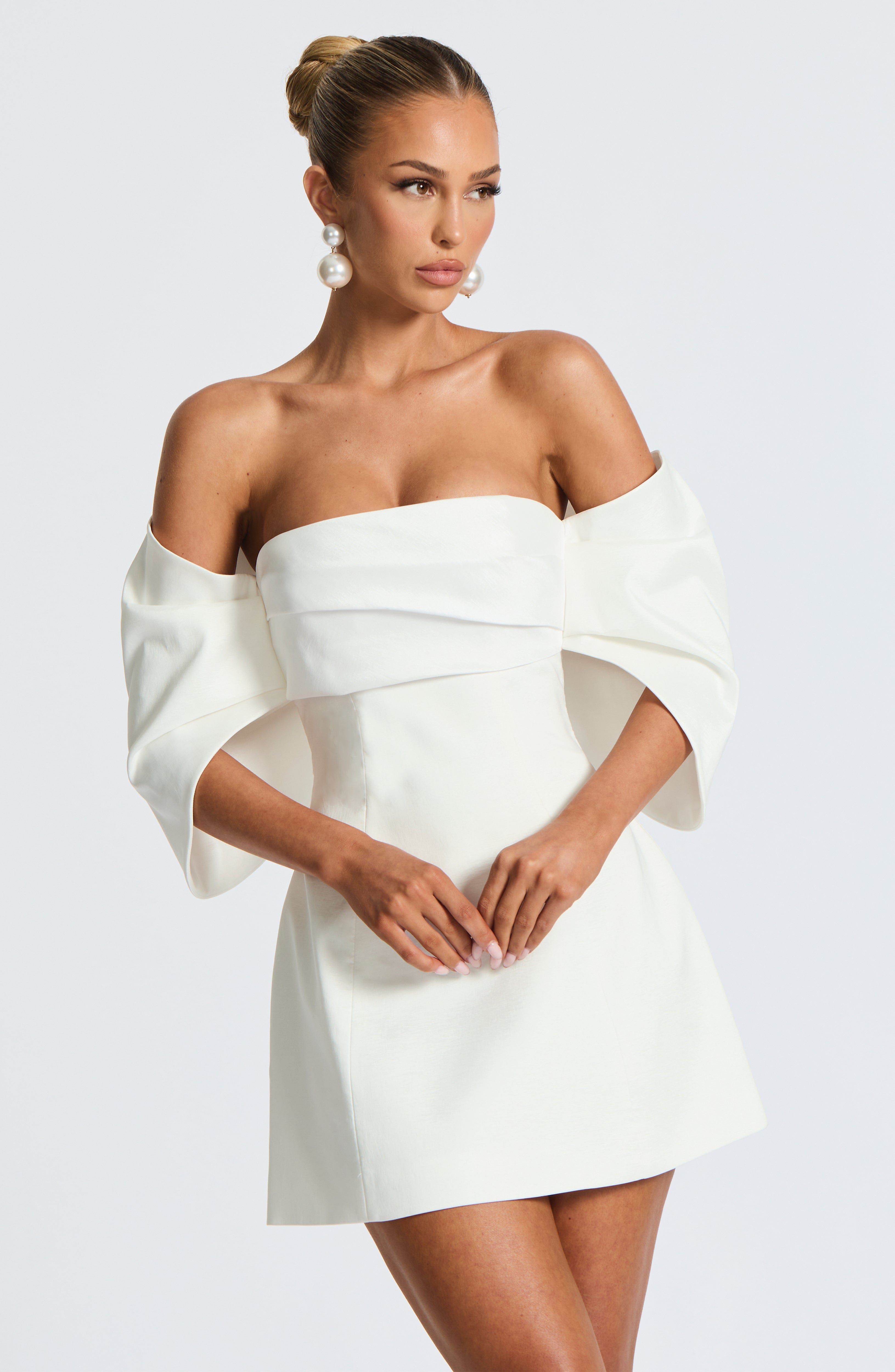 Briella Mini Ekru Elbise
