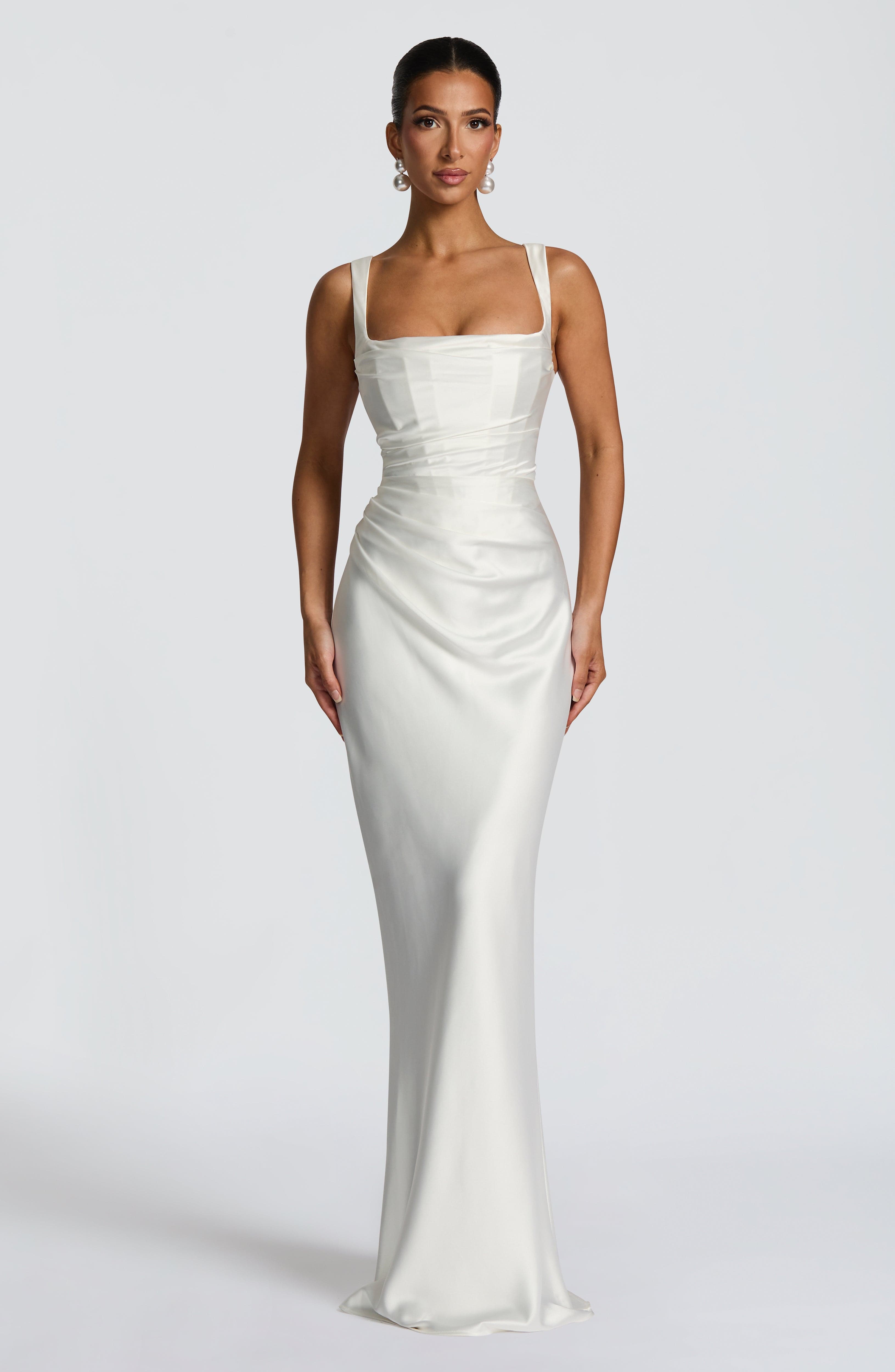 Calanthe Maxi Krem Elbise