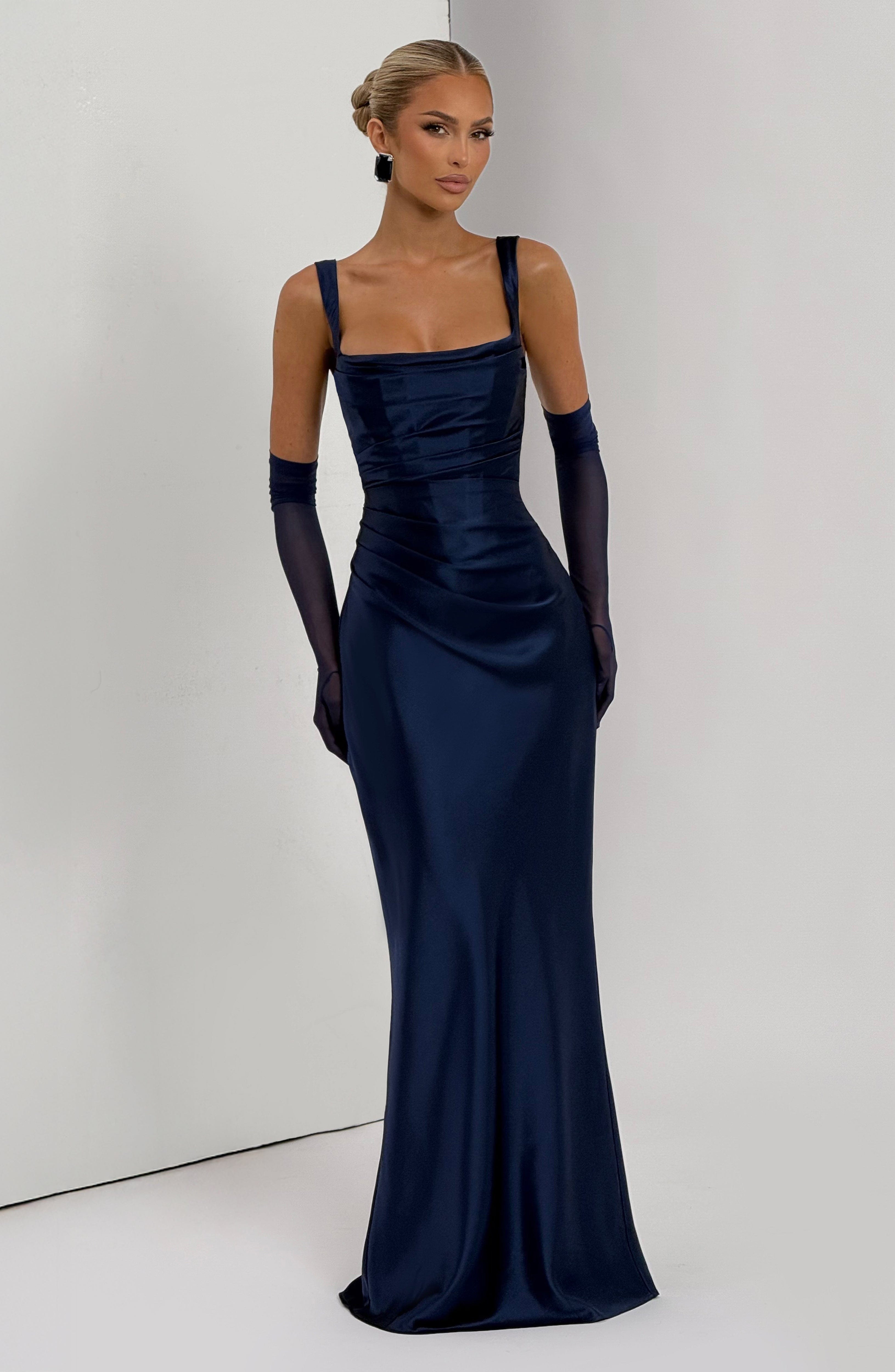 Calanthe Lacivert Maxi Elbise