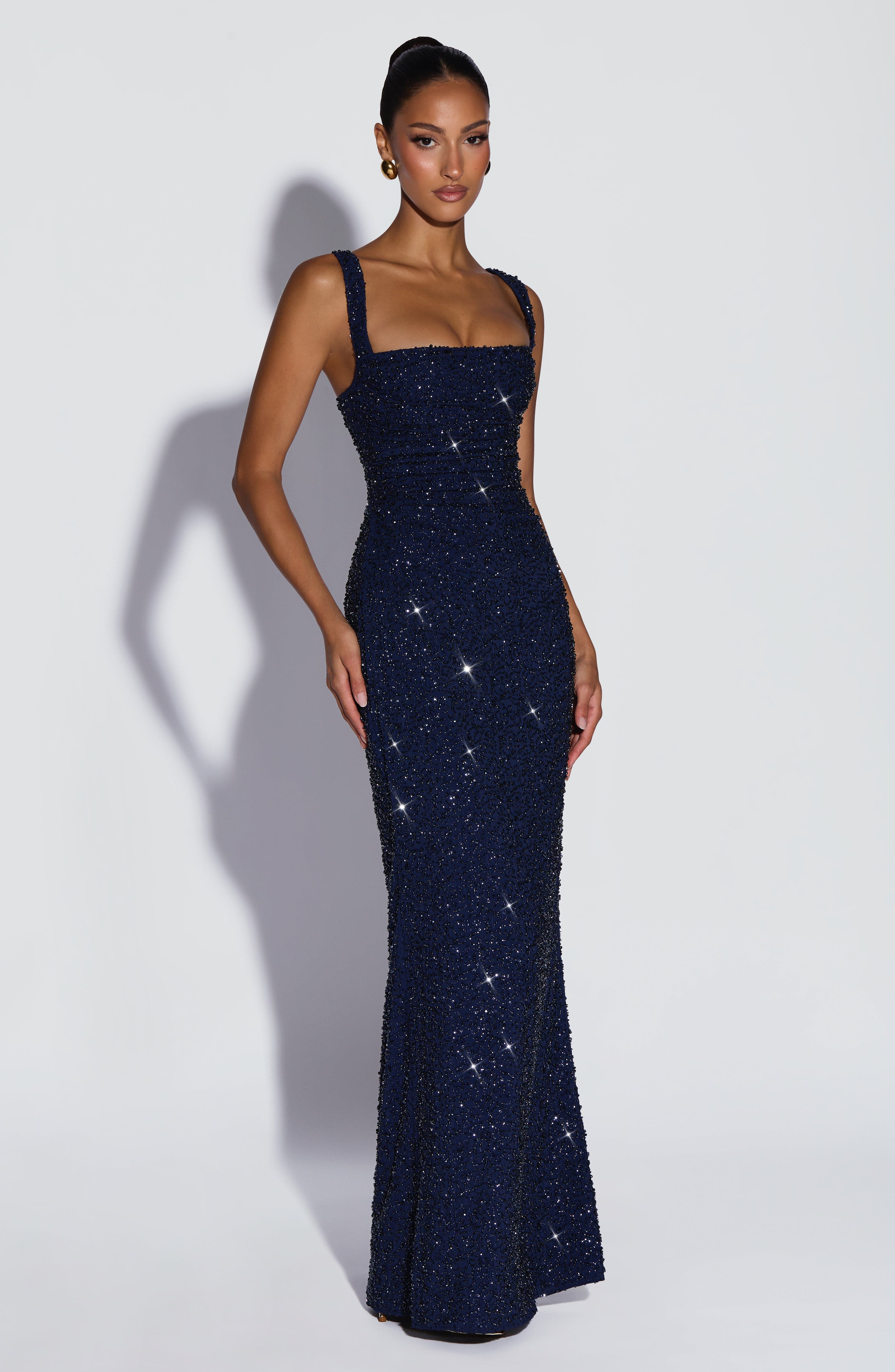 Calanthe Lacivert Maxi Elbise