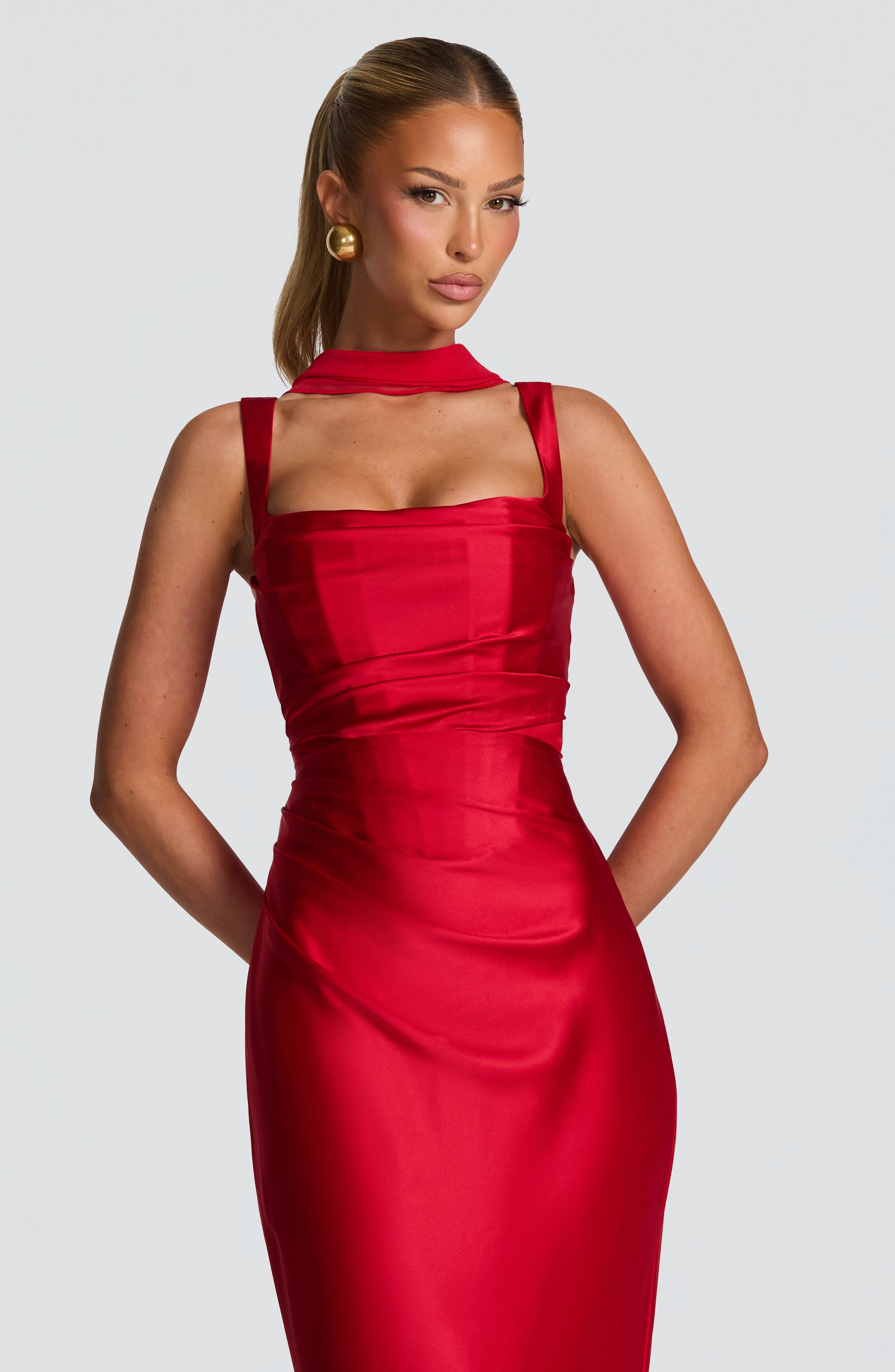 Calanthe Kırmızı Maxi Elbise