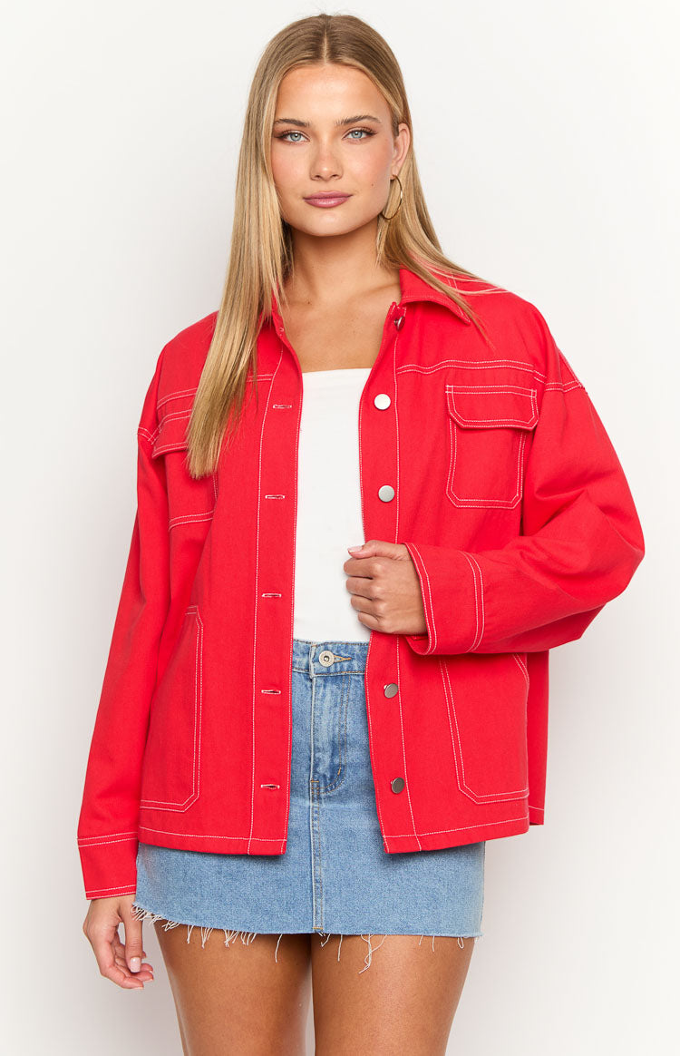 Callie Kırmızı Denim Ceket