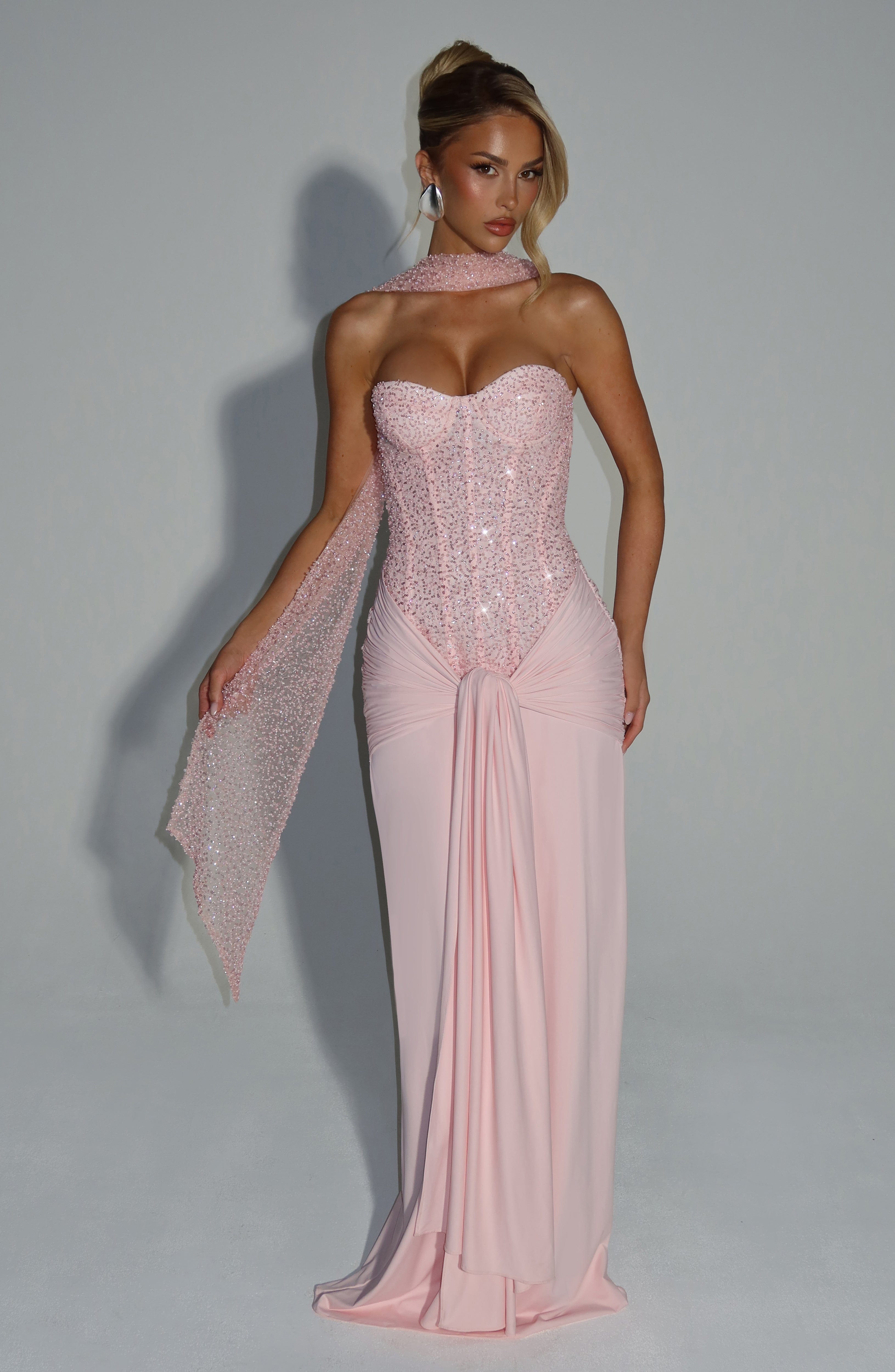 Carina Pembe Maxi Elbise