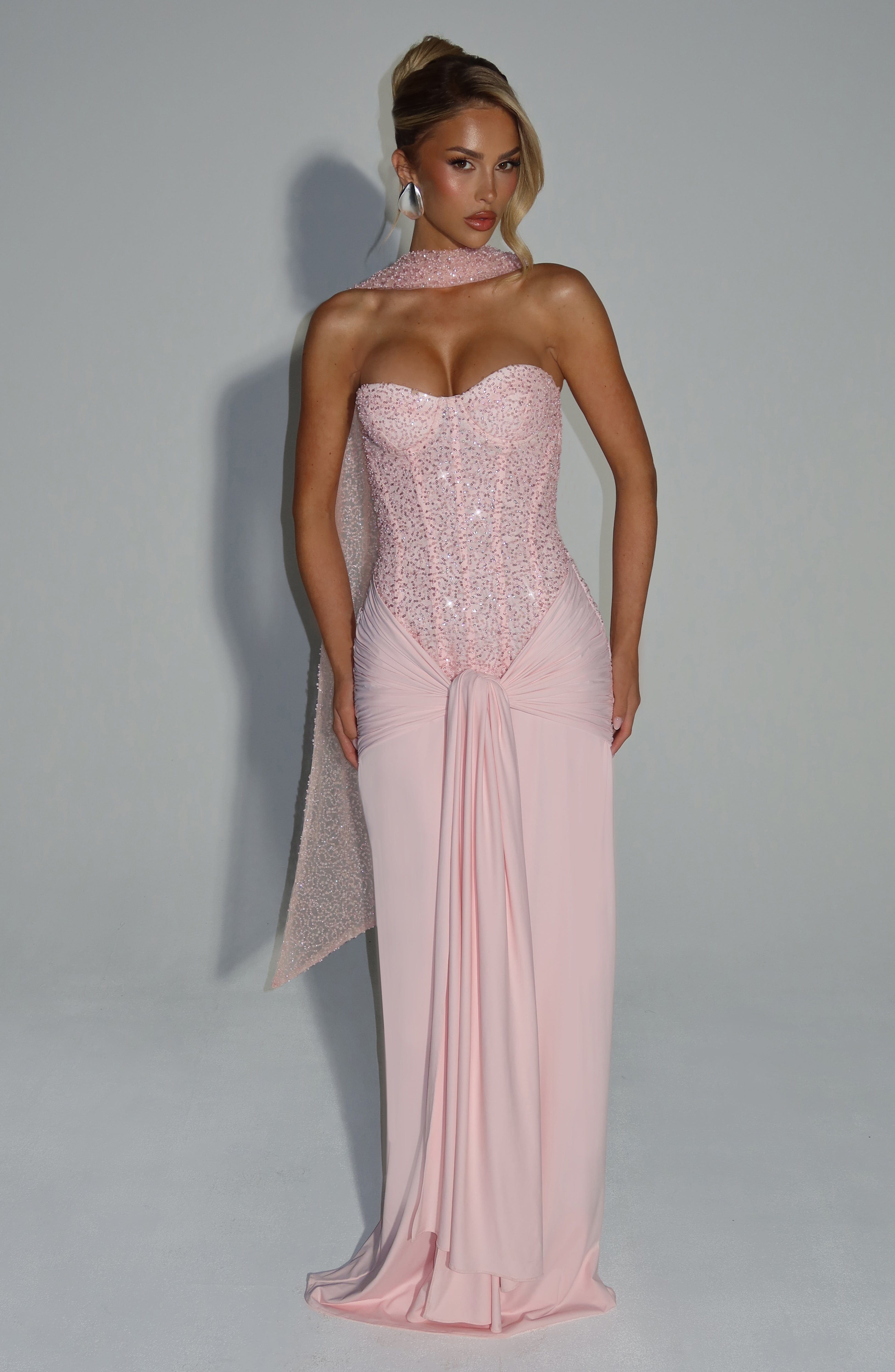 Carina Pembe Maxi Elbise