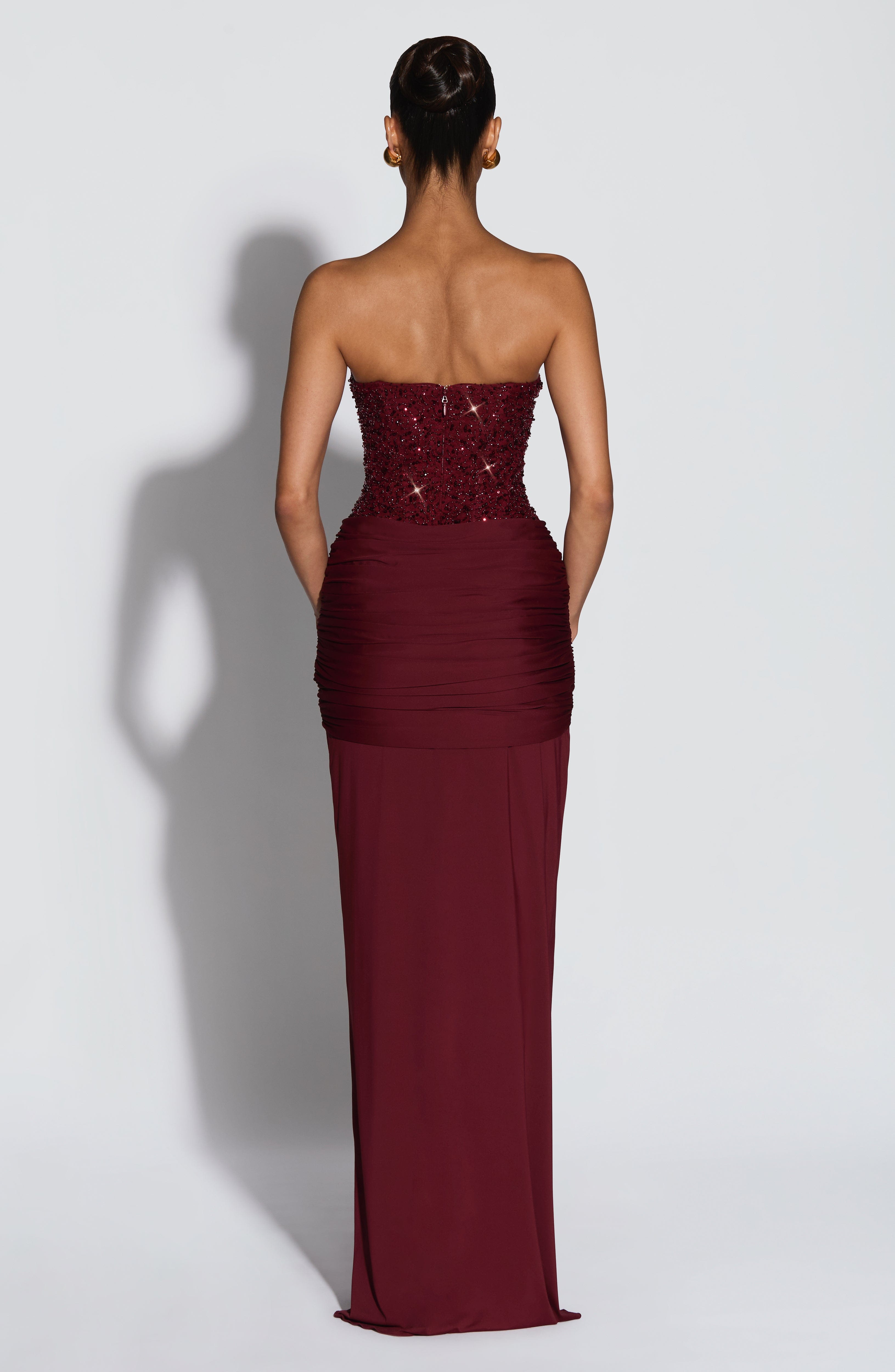 Carina Bordo Maxi Elbise