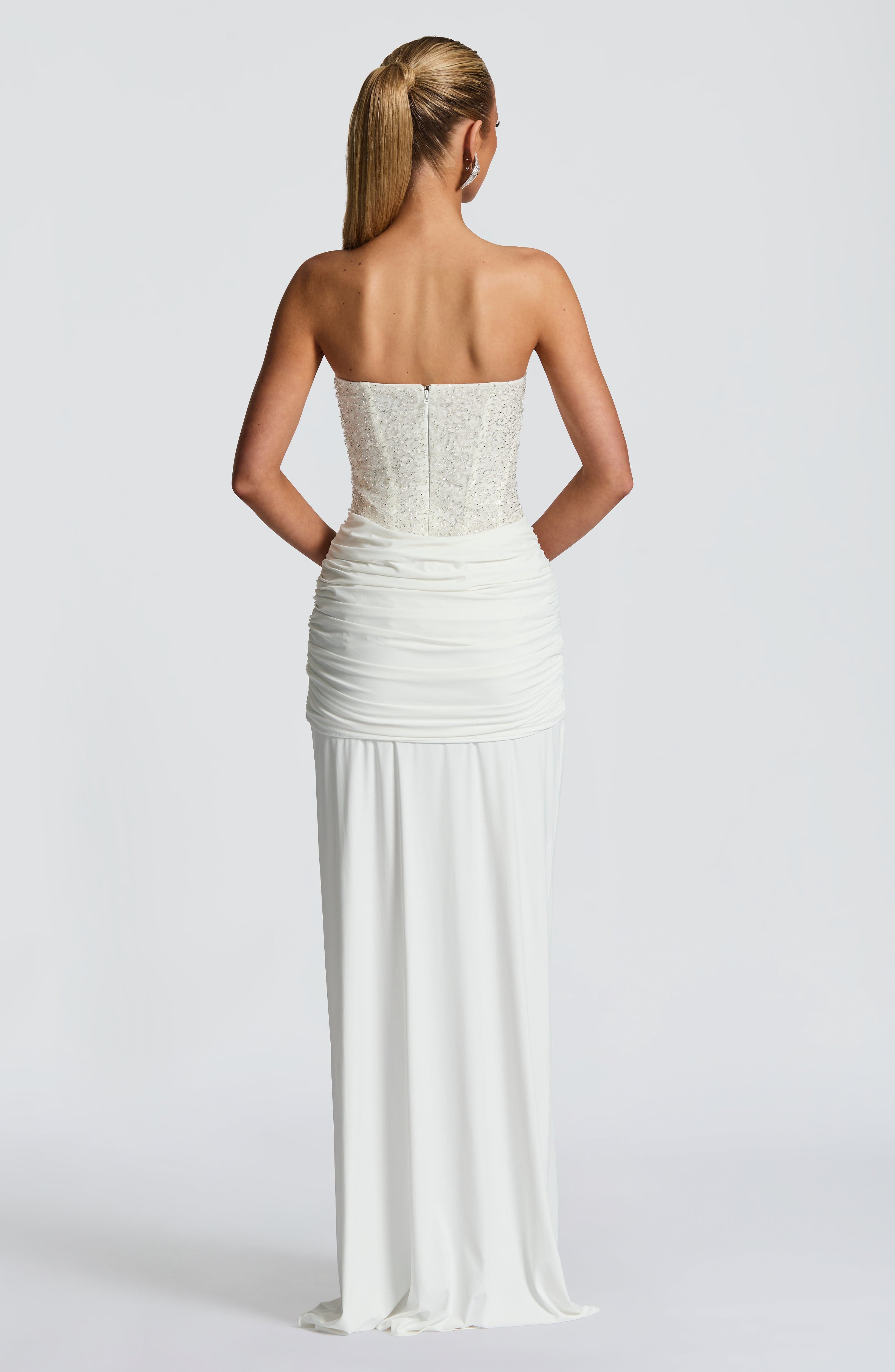Carina Maxi Ekru Elbise