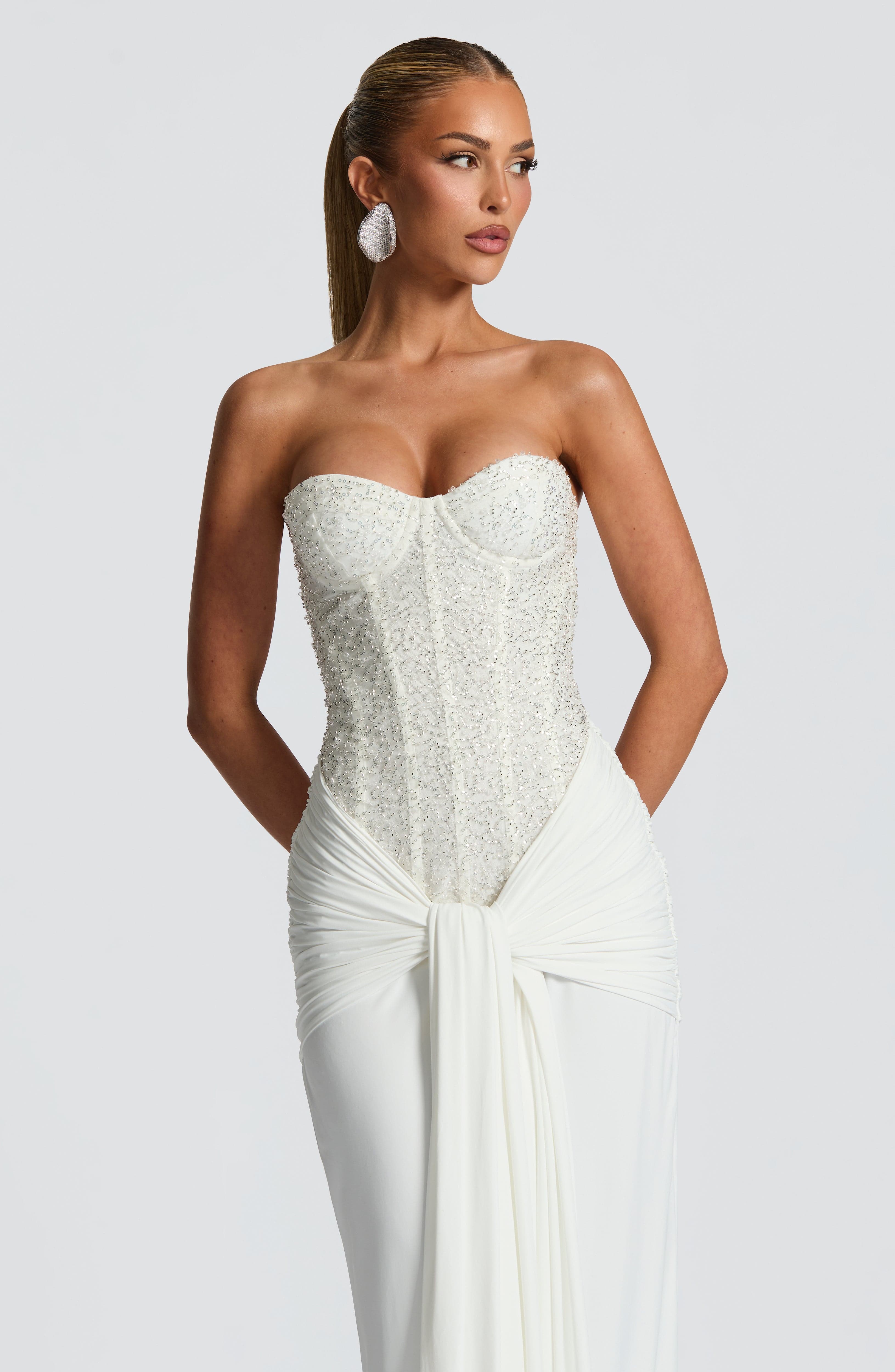 Carina Maxi Ekru Elbise