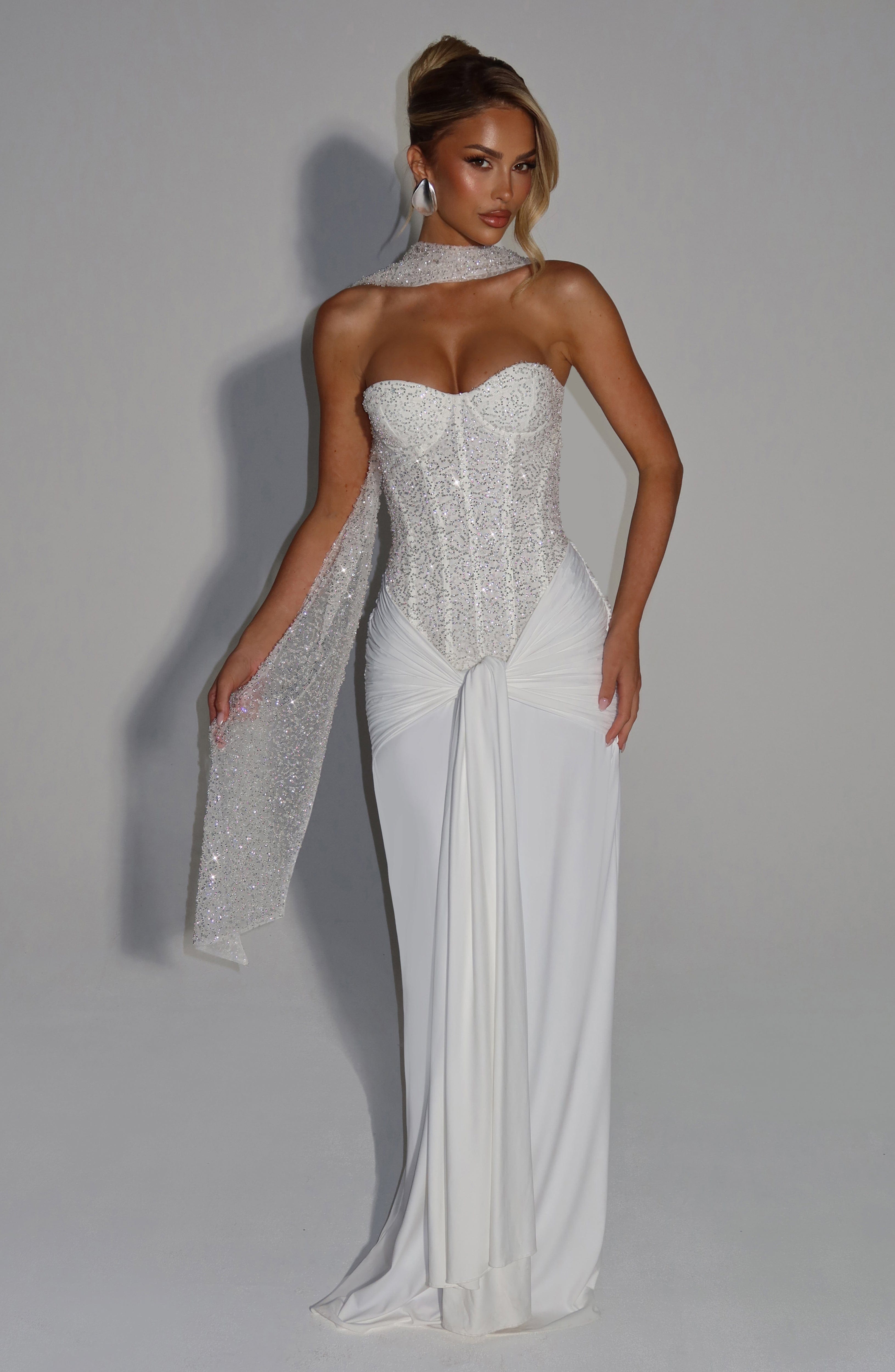 Carina Maxi Ekru Elbise