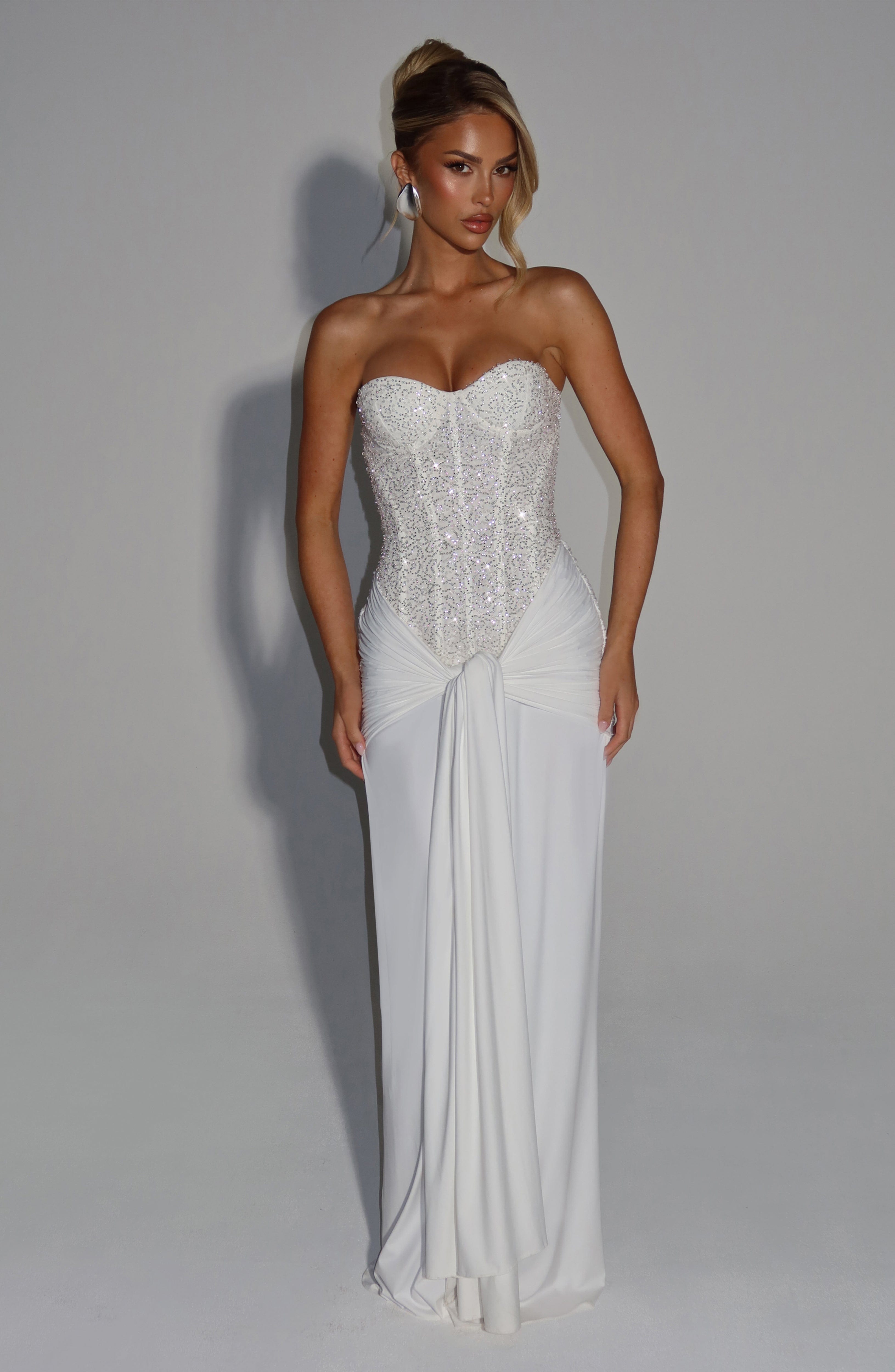 Carina Maxi Ekru Elbise