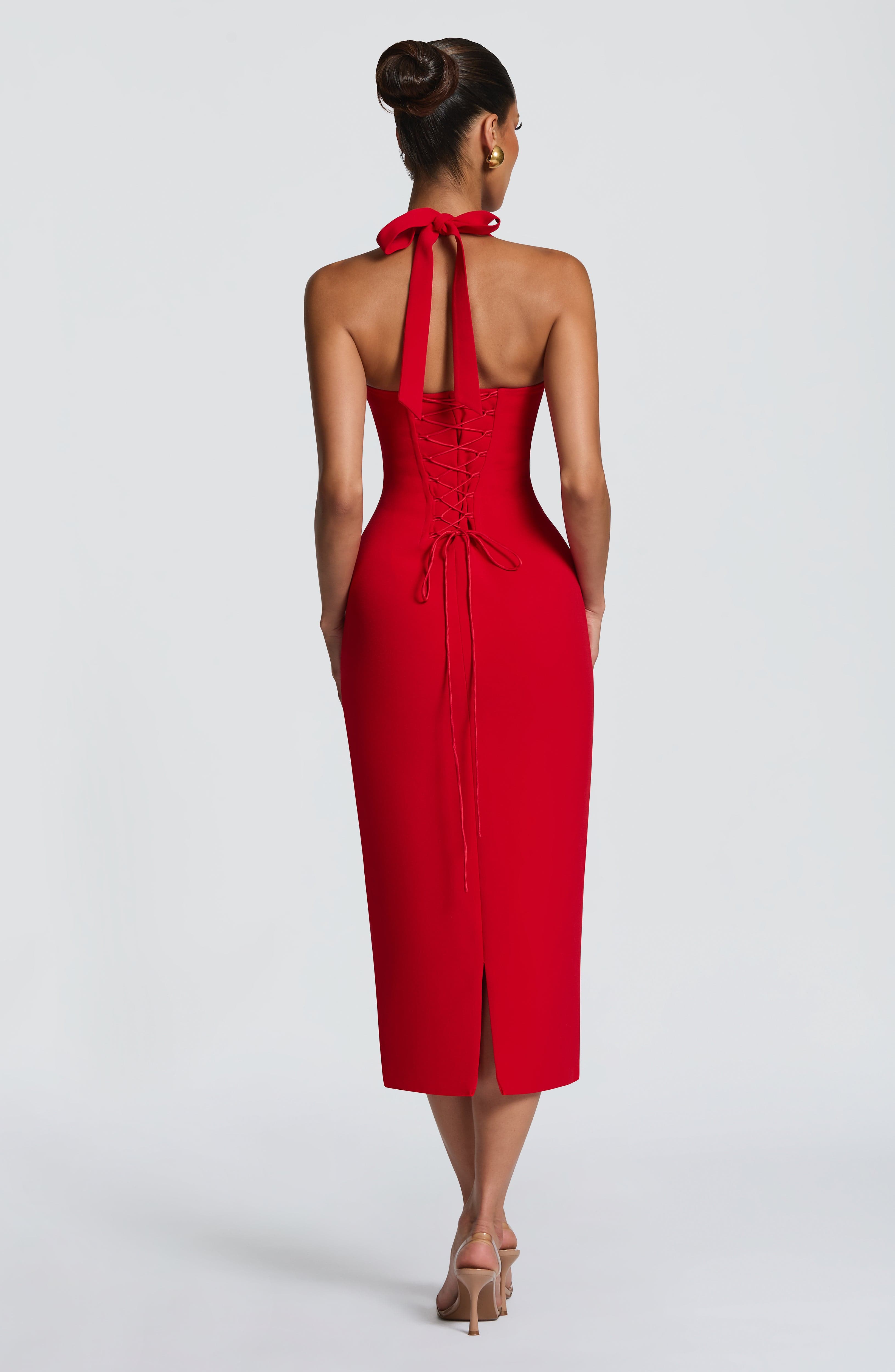 Kırmızı Cassia Midi Elbise