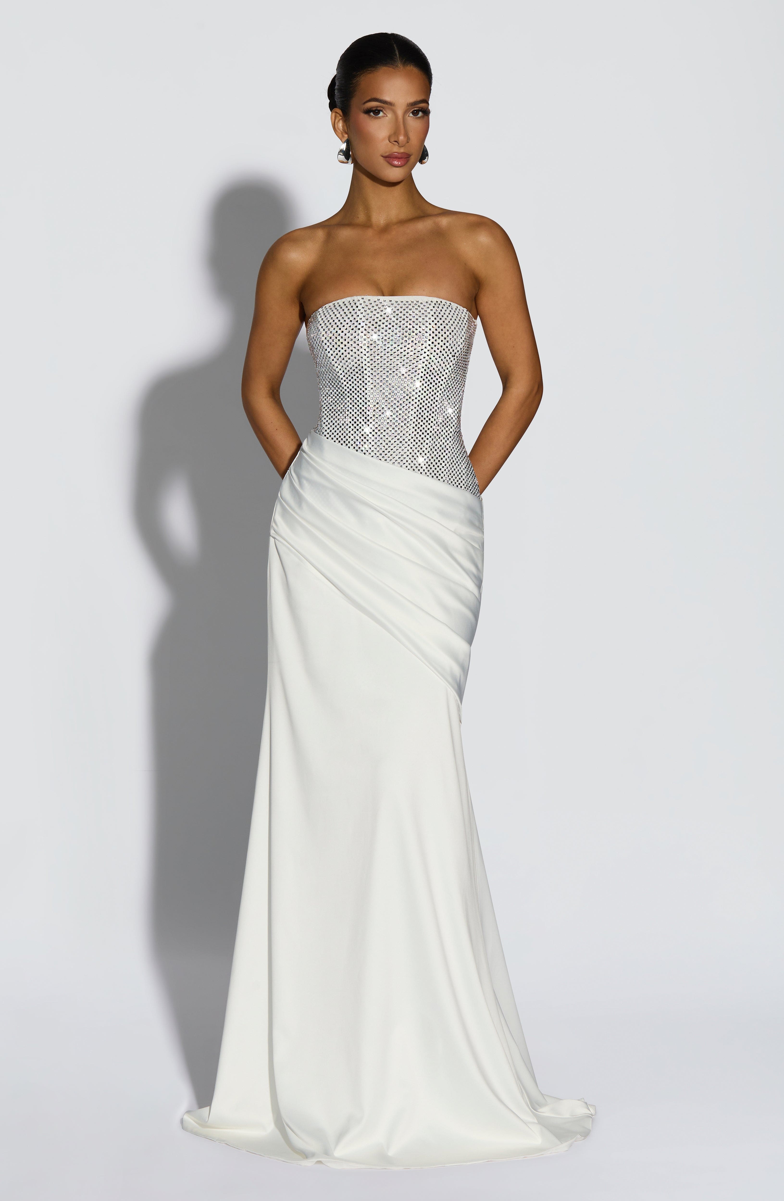Celestia Maxi Krem Elbise
