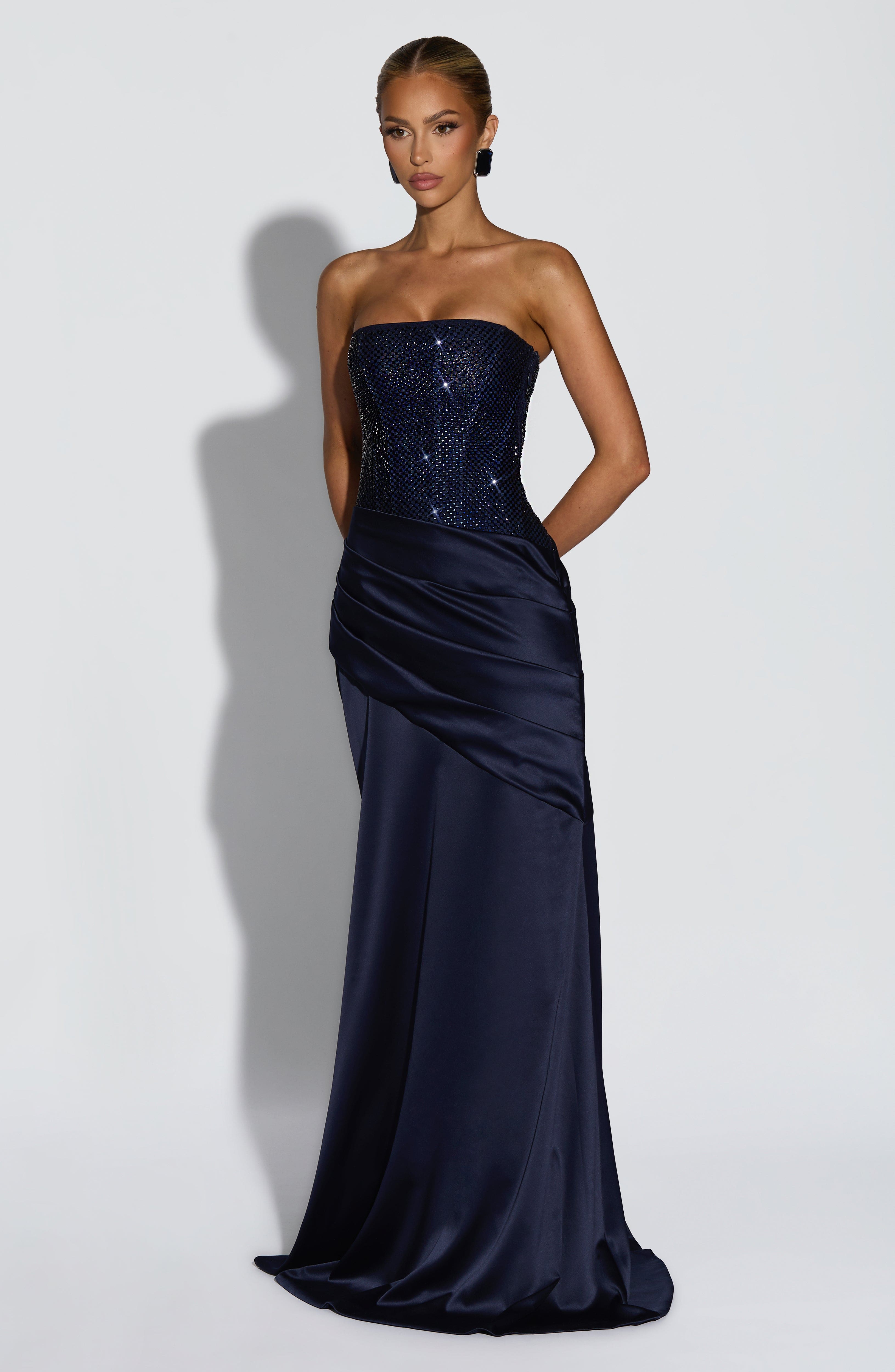 Celestia Lacivert Maxi Elbise