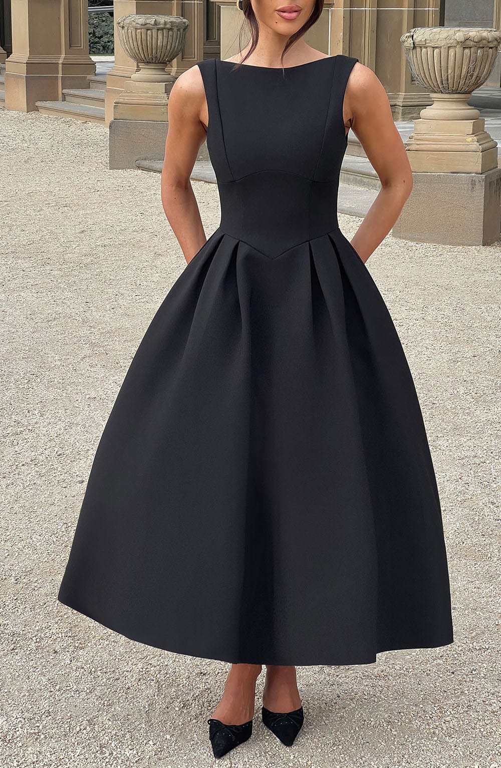 Clarabella Midi Siyah Elbise