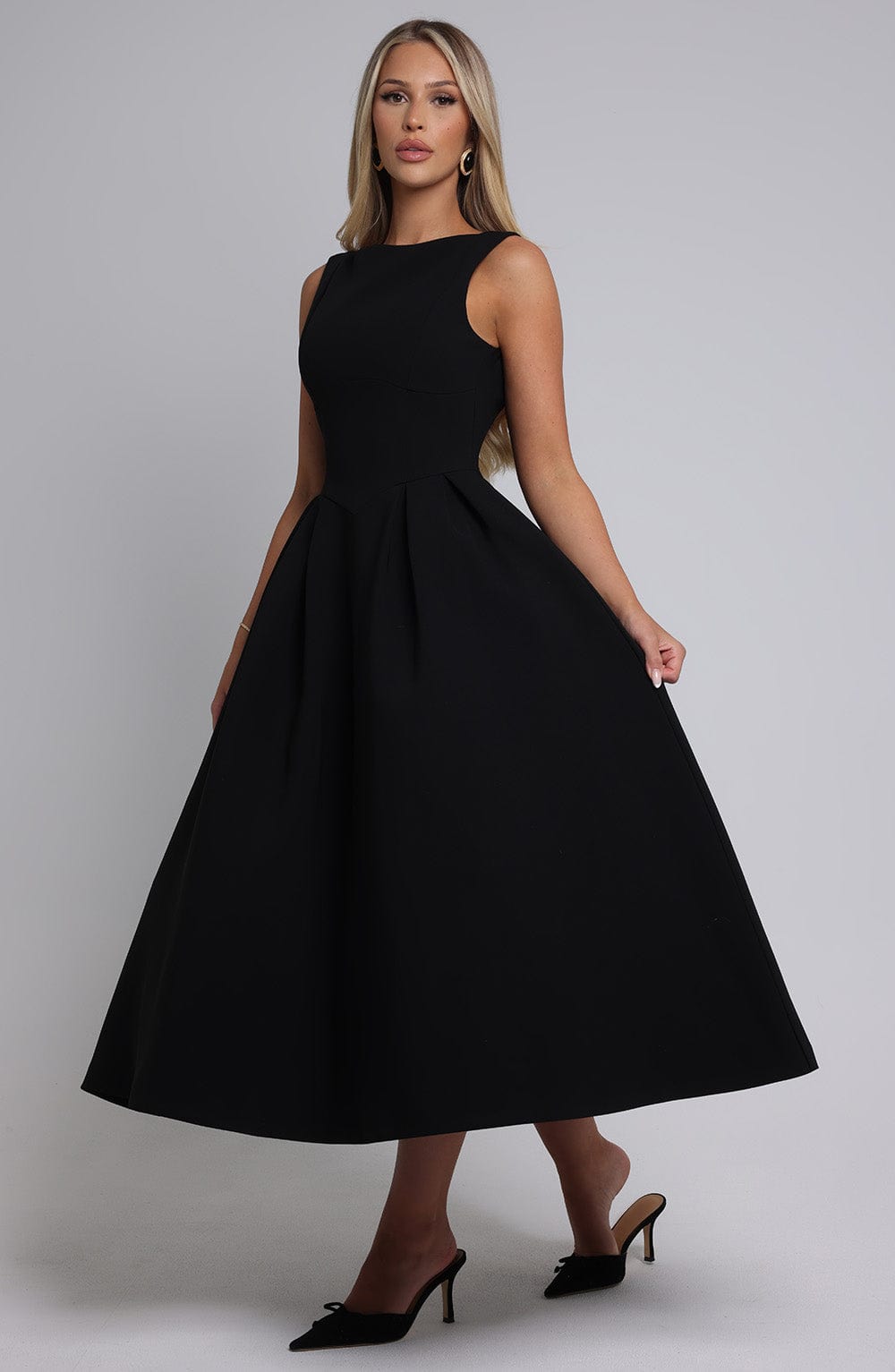 Clarabella Midi Siyah Elbise