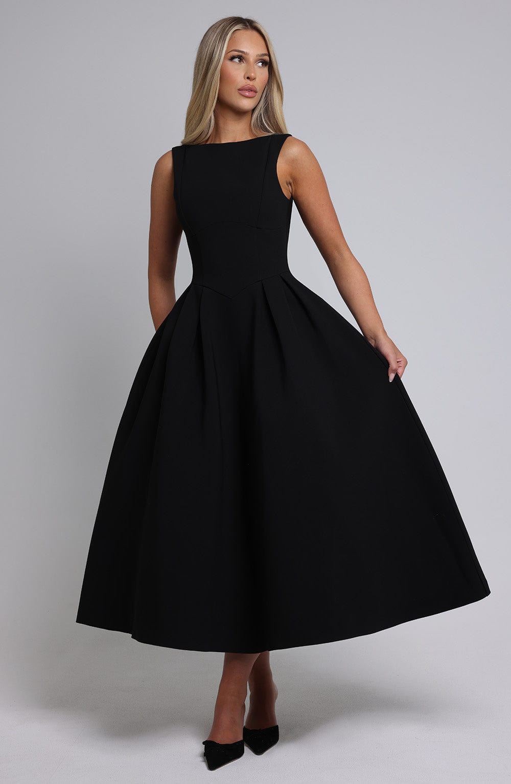 Clarabella Midi Siyah Elbise