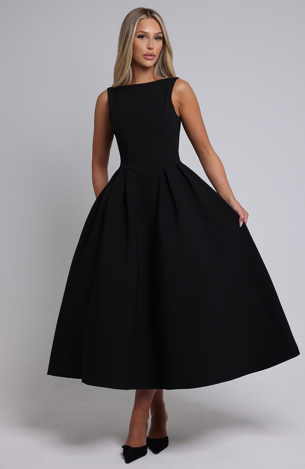 Clarabella Midi Siyah Elbise