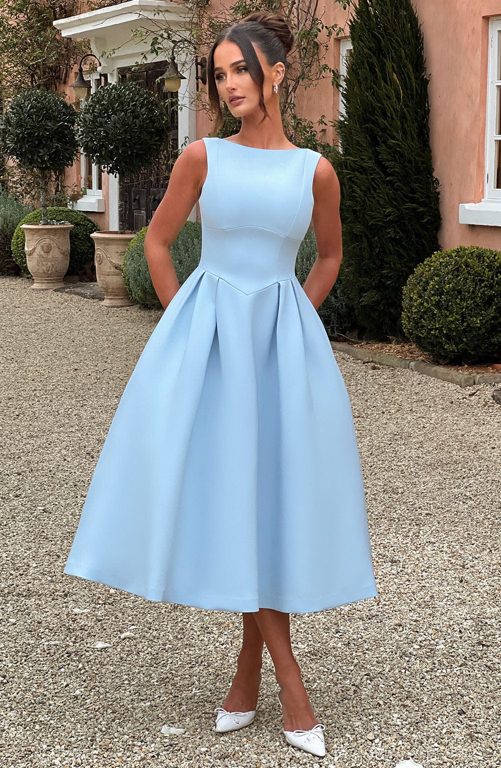 Clarabella Mavi Midi Elbise