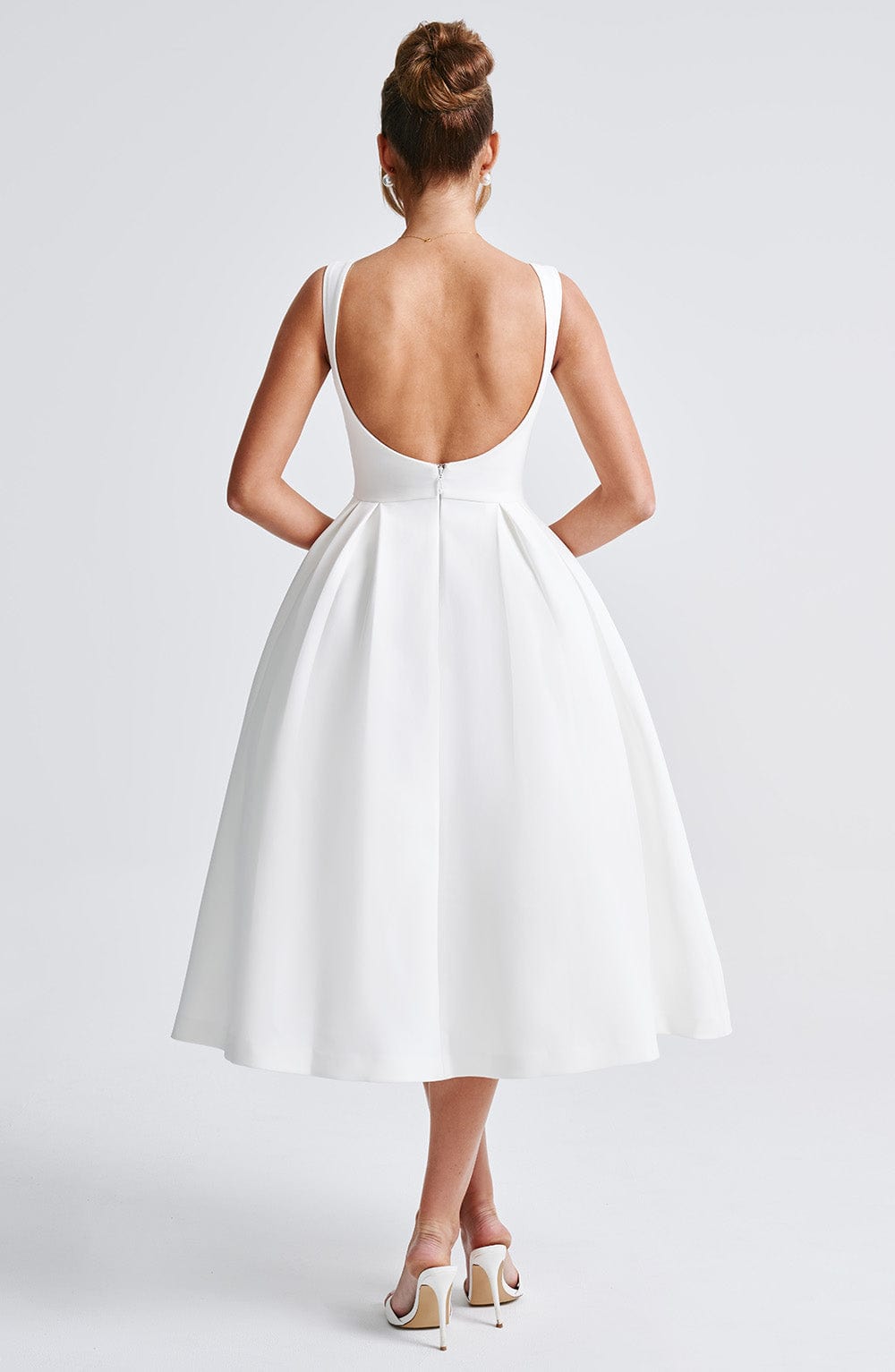 Clarabella Midi Krem Elbise