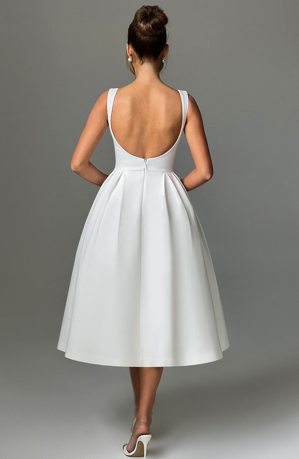Clarabella Midi Krem Elbise