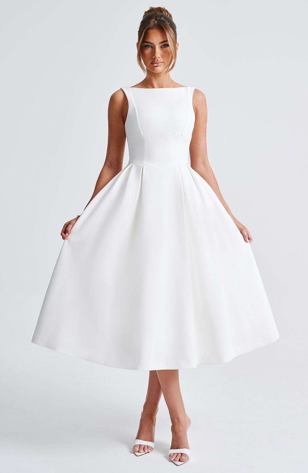 Clarabella Midi Krem Elbise