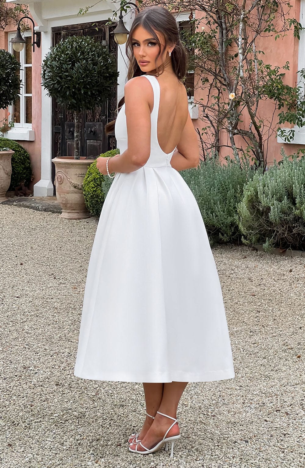 Clarabella Midi Krem Elbise