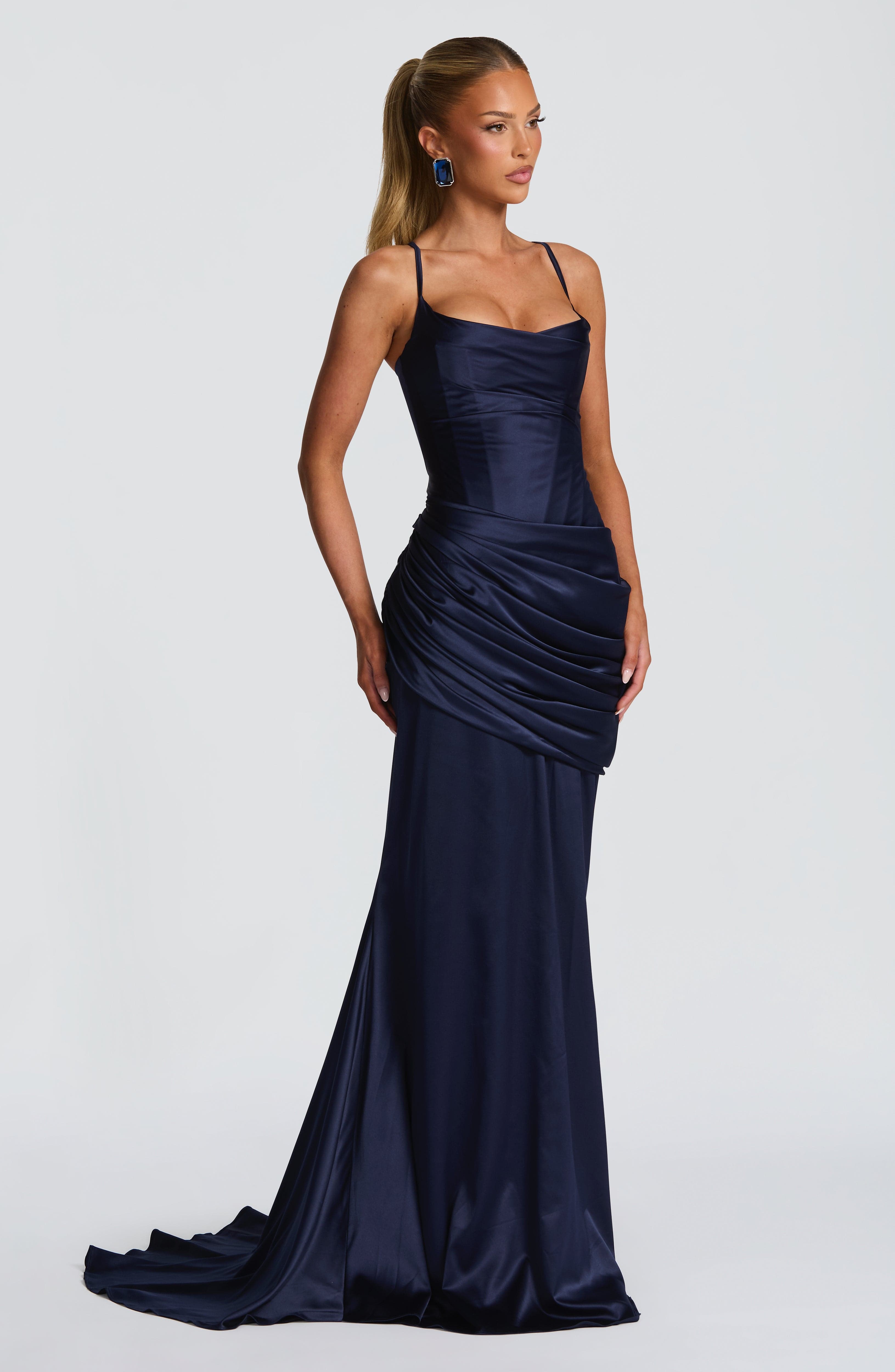 Connie Lacivert Maxi Elbise