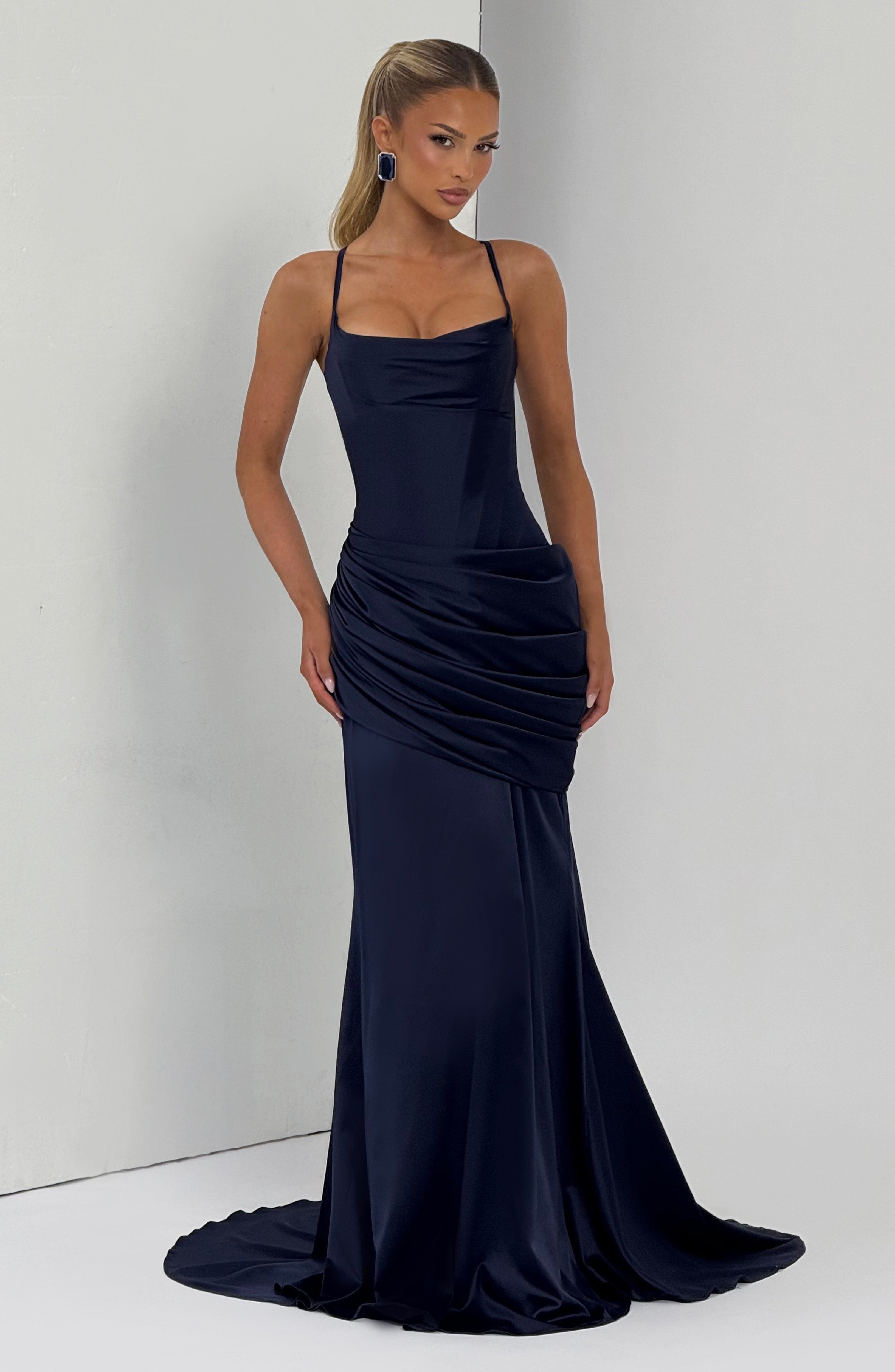 Connie Lacivert Maxi Elbise